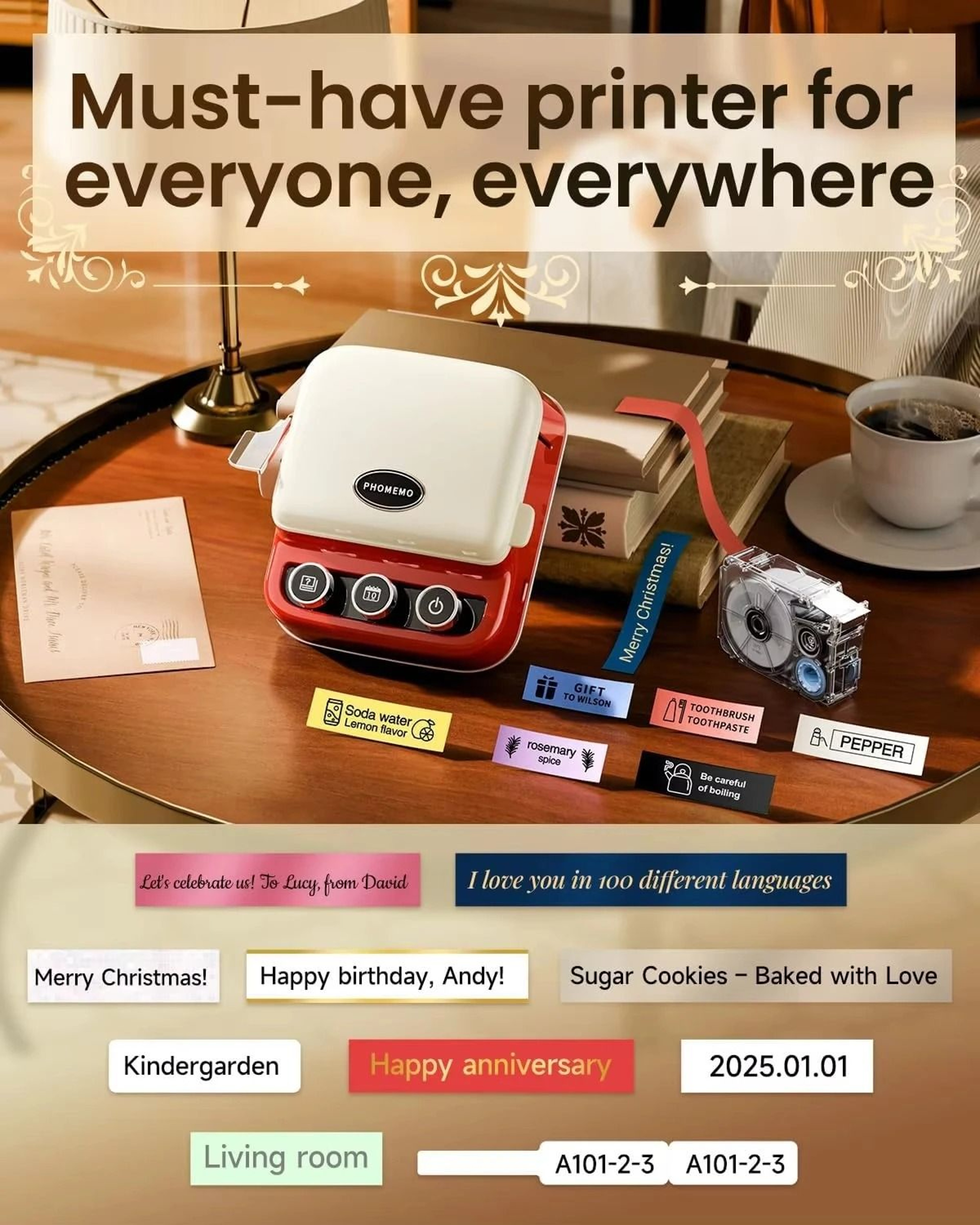 Phomemo P15 Portable Ribbon Thermal Label Printer Wireless Bluetooth Satin Ribbon  Name Tag Maker 2