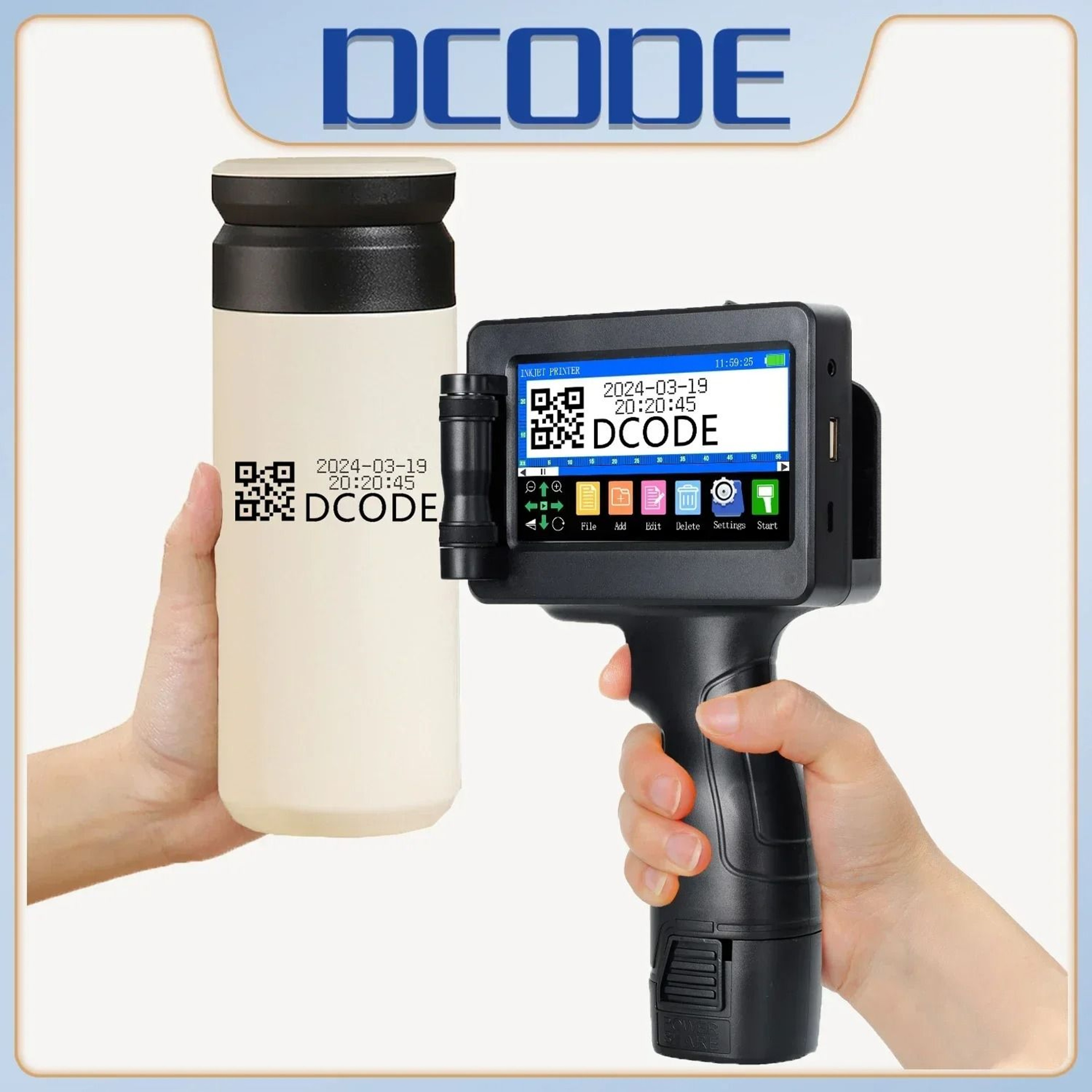 DCODE 1755PLUS 127mm Portable Handheld Inkjet Printer For Batch Number QR Barcode Logo Printing 0