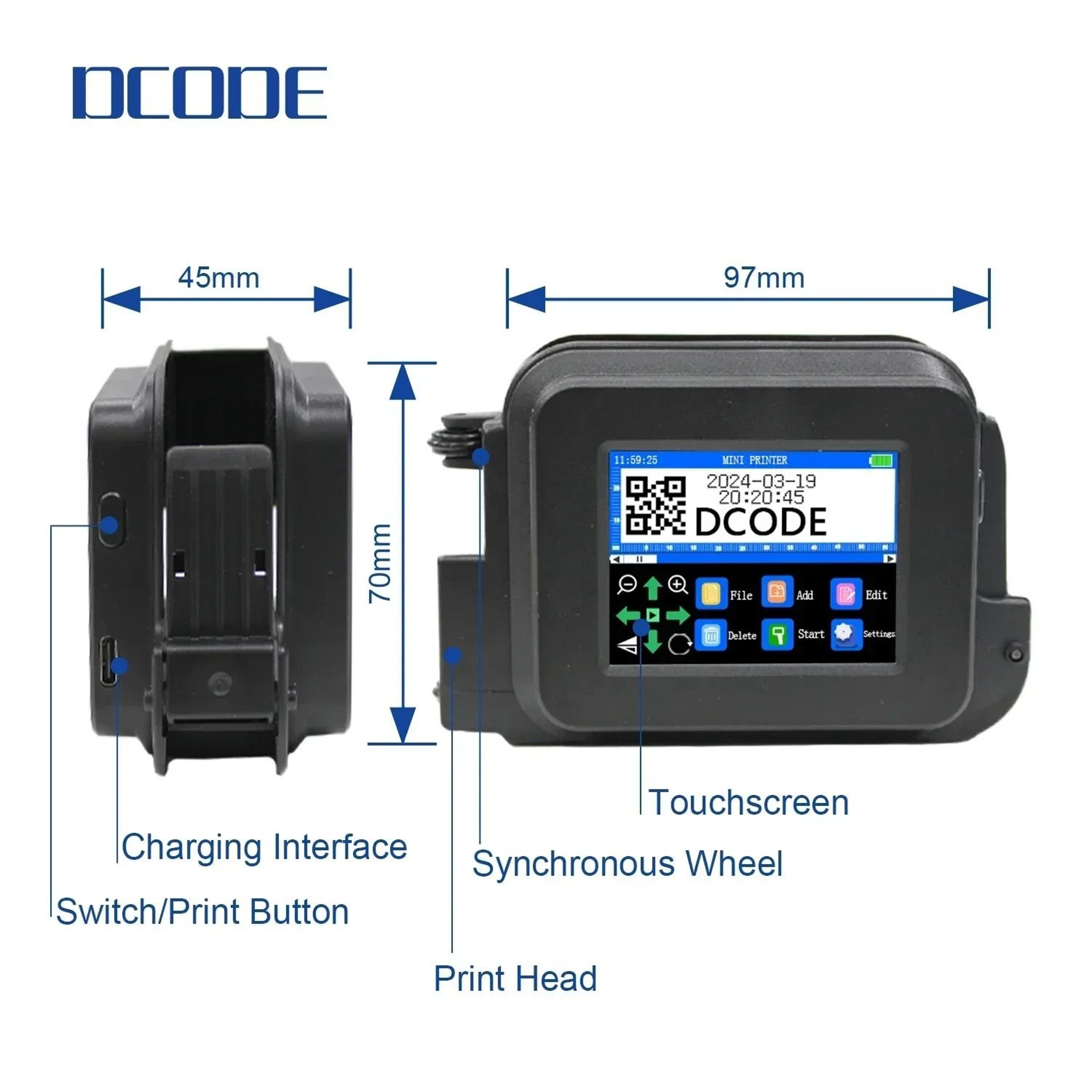 DCODE XMINI 127mm Portable Mini Handheld Inkjet Printer Compact Batch Coding Machine For QR Barcode 4
