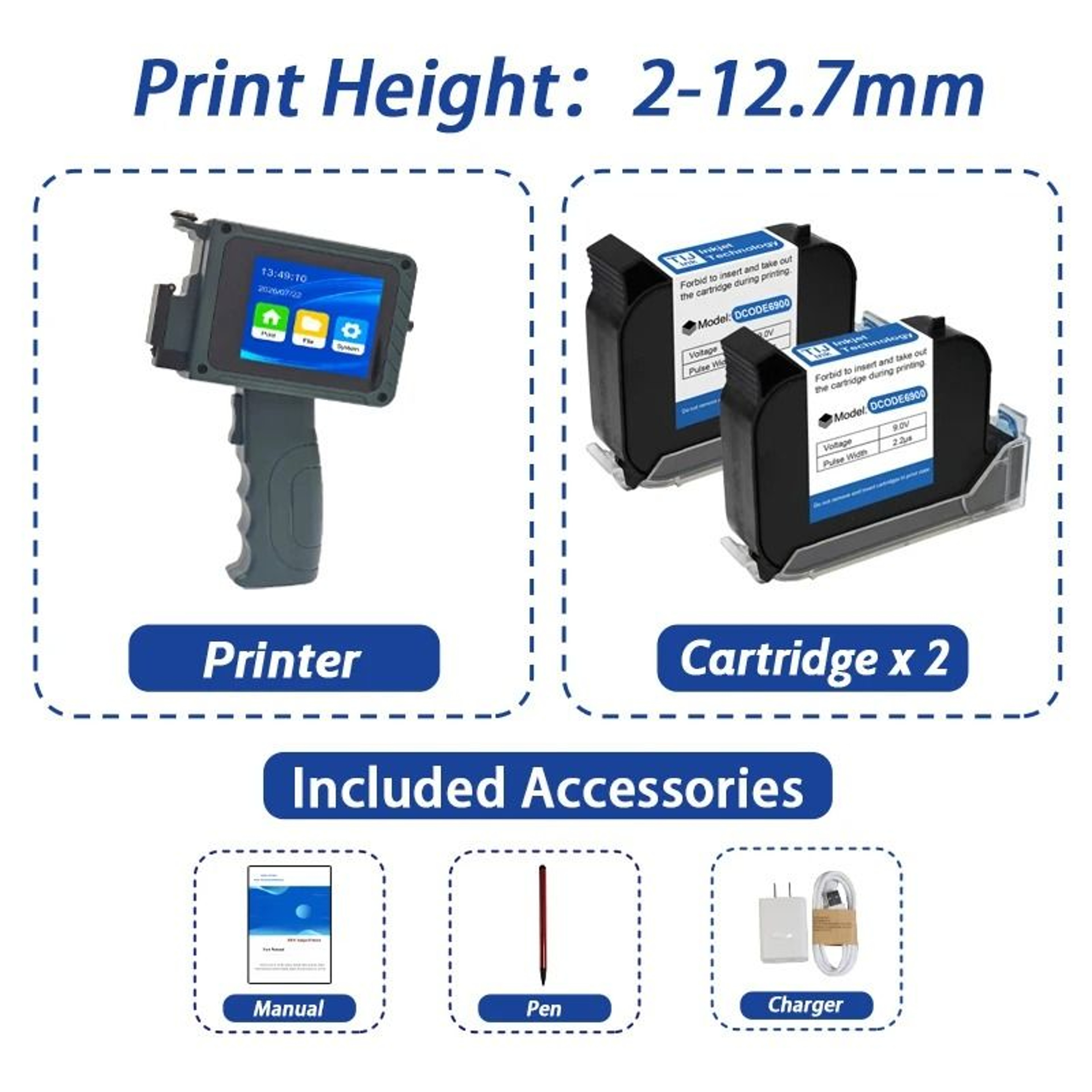 DCODE DC15 Portable Mini Handheld Inkjet Printer 127mm Coding Machine For QR Barcode Logo  Date 7