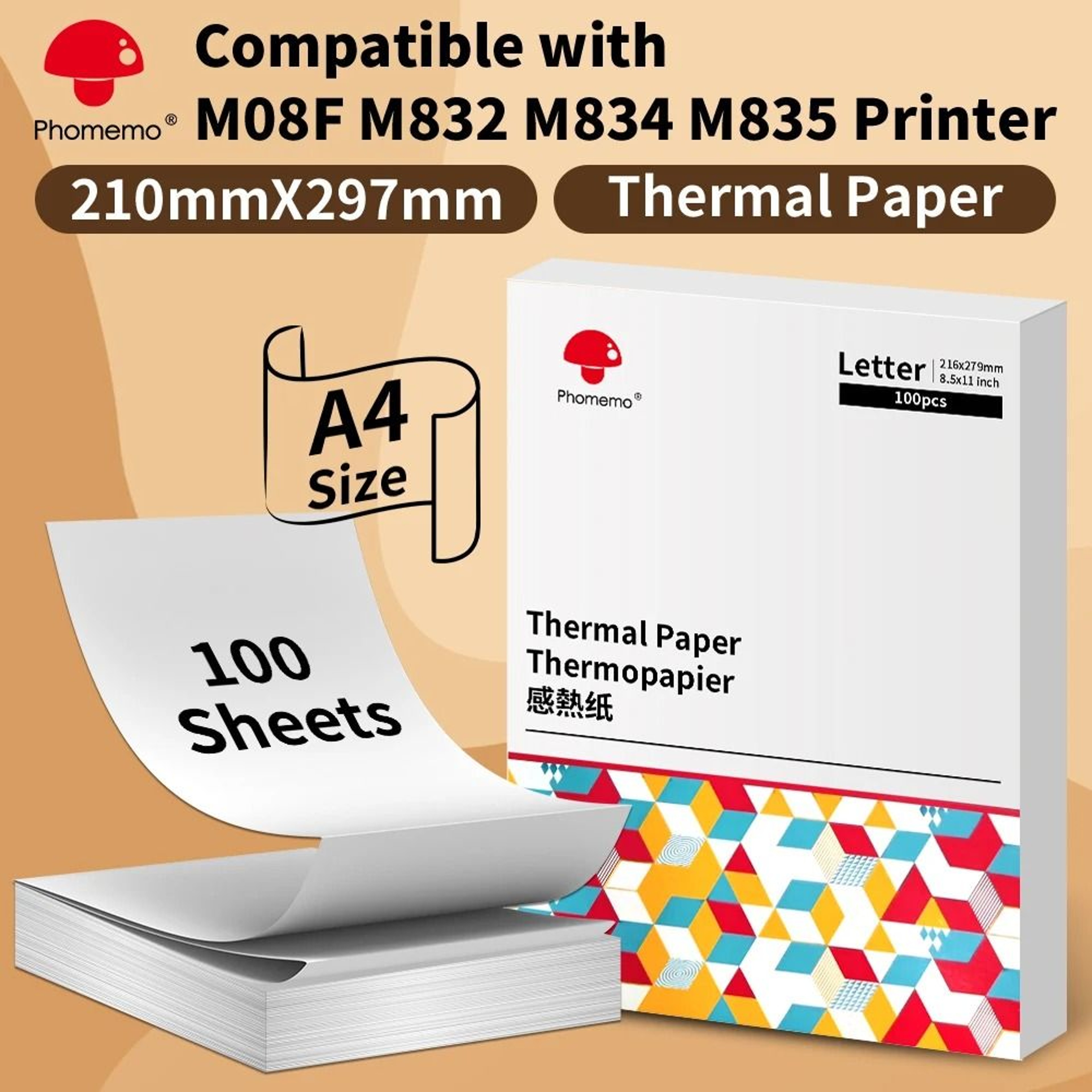 Phomemo A4 Thermal Paper Letter Size QuickDry Continuous Roll Refill For M832 M833 M834 M835 Printe 0