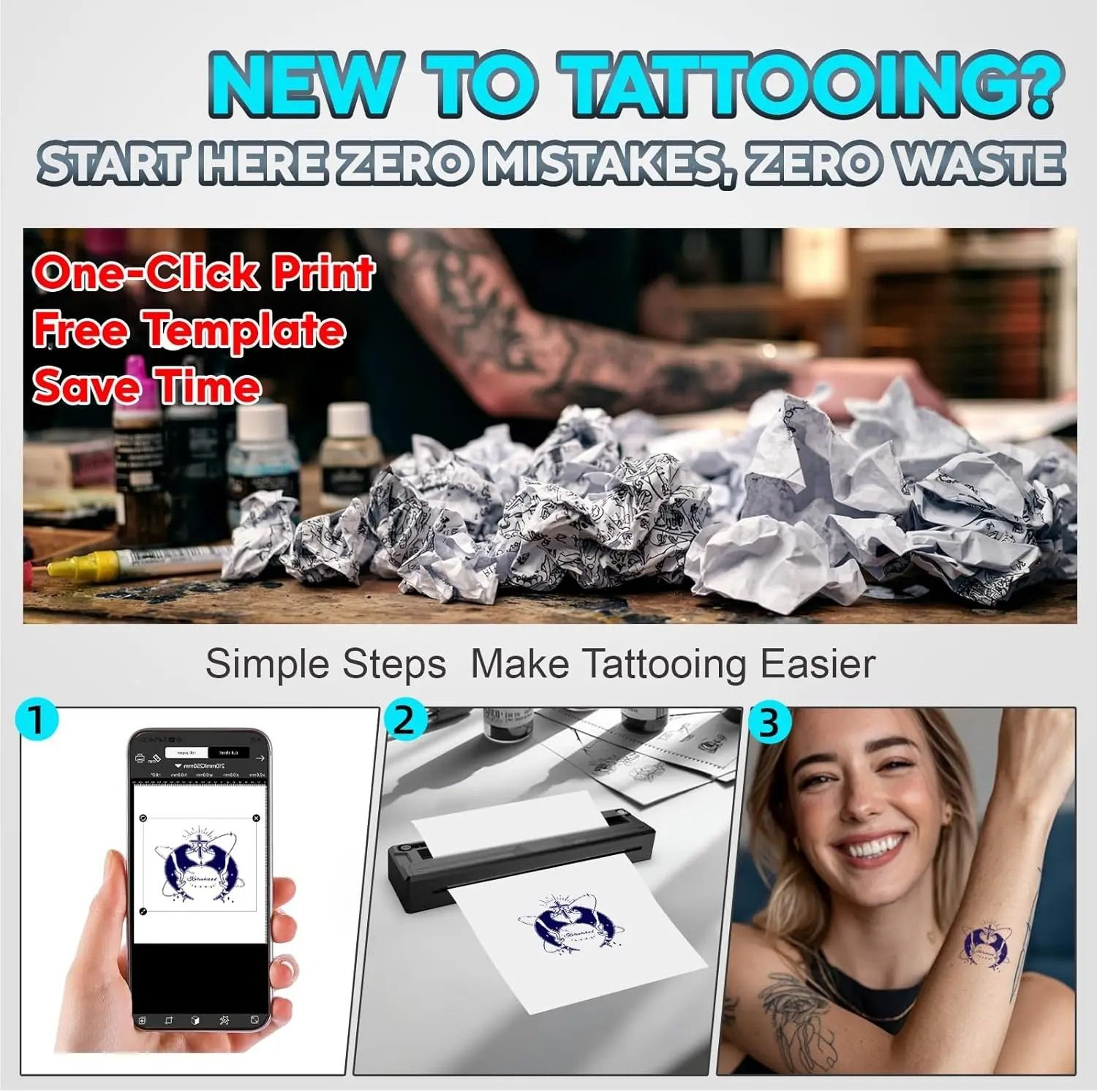 Portable Wireless Bluetooth A4 Thermal Tattoo Stencil Printer For Professional Artists  Beginners i 3