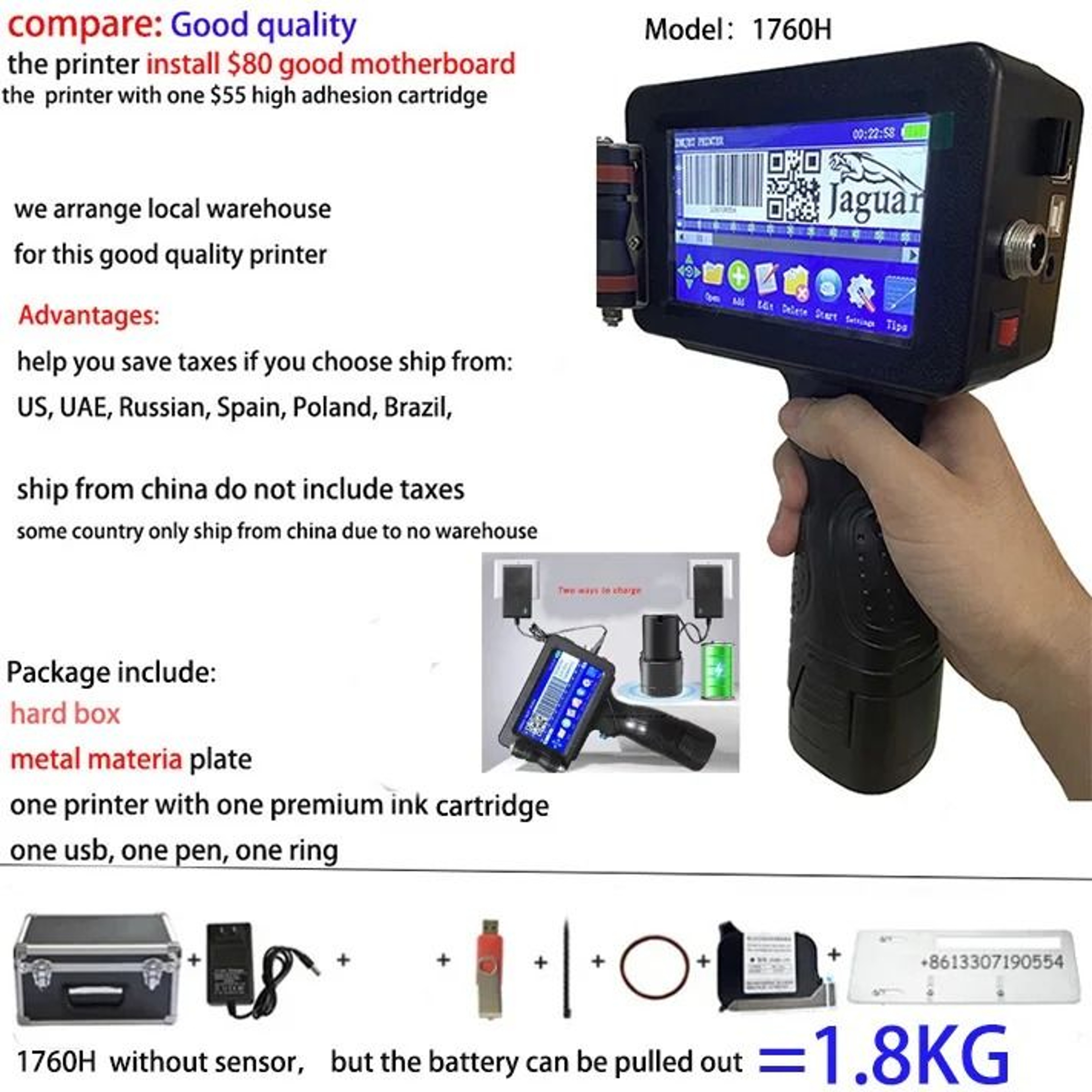 S7 Y7 127mm Variable QR Barcode Batch Code Expiry Date Logo Portable Handheld Thermal Inkjet Printe 9