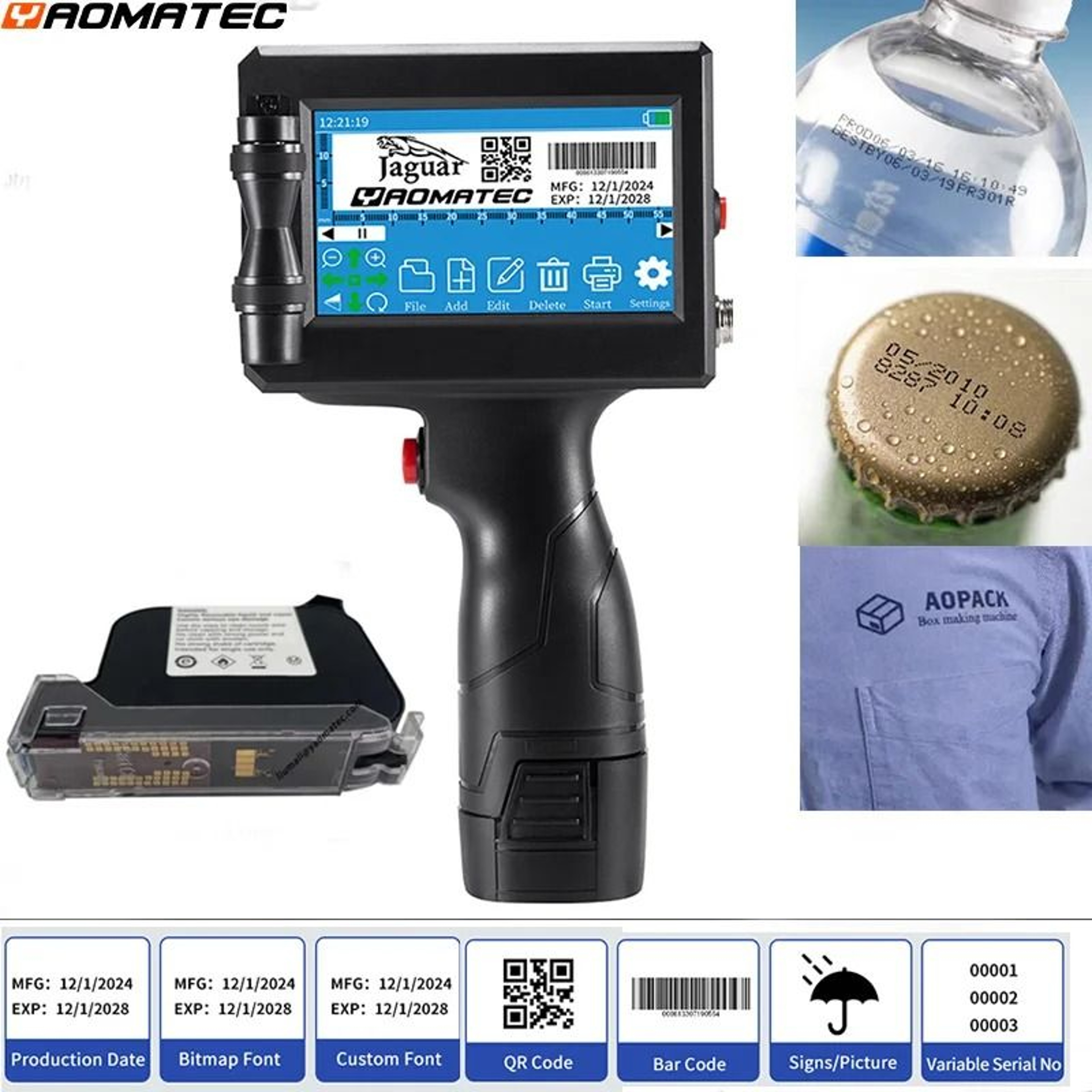S7 Y7 127mm Variable QR Barcode Batch Code Expiry Date Logo Portable Handheld Thermal Inkjet Printe 0