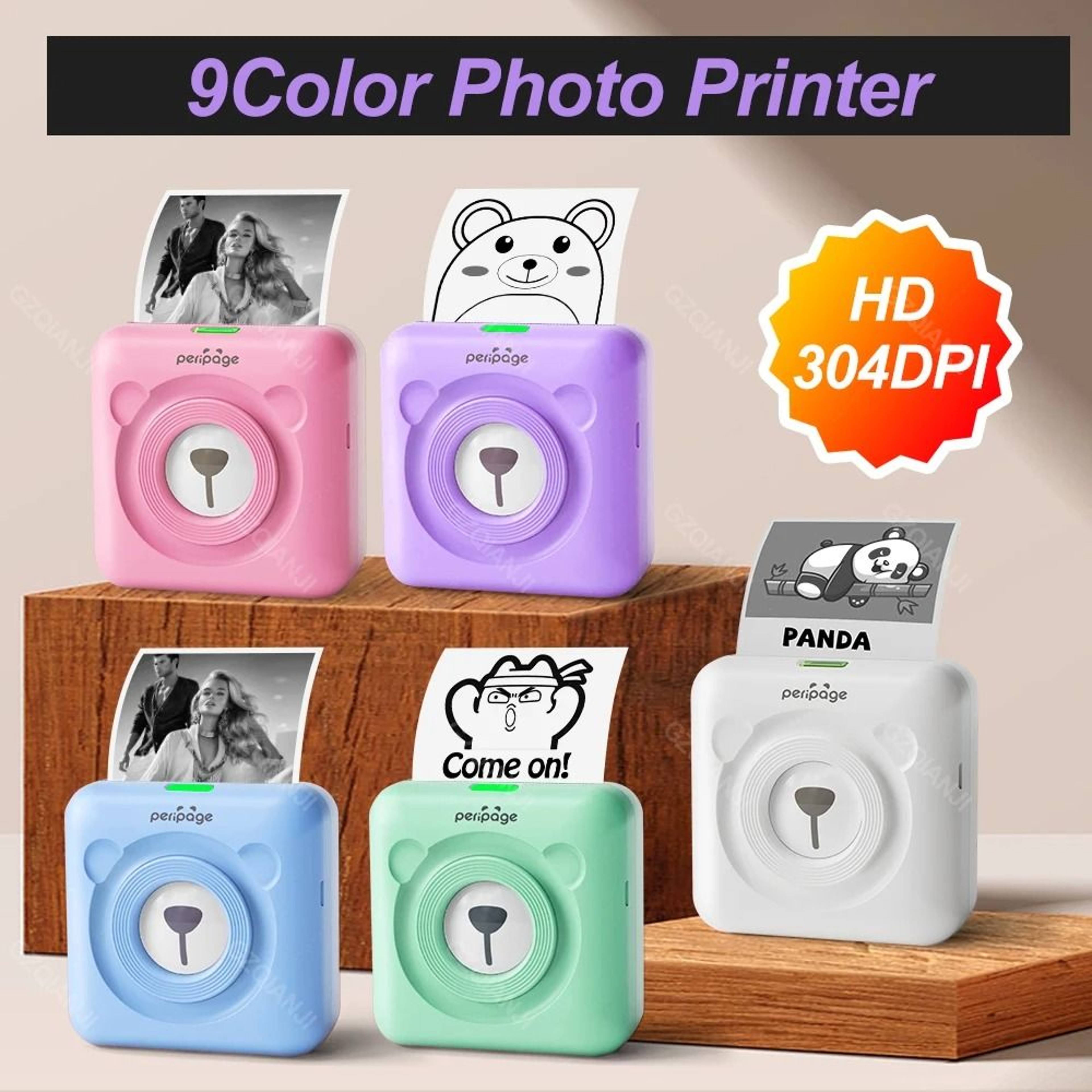 PeriPage A6 304DPI HD Mini Photo Printer Portable Bluetooth Wireless Sticker Label Maker 0