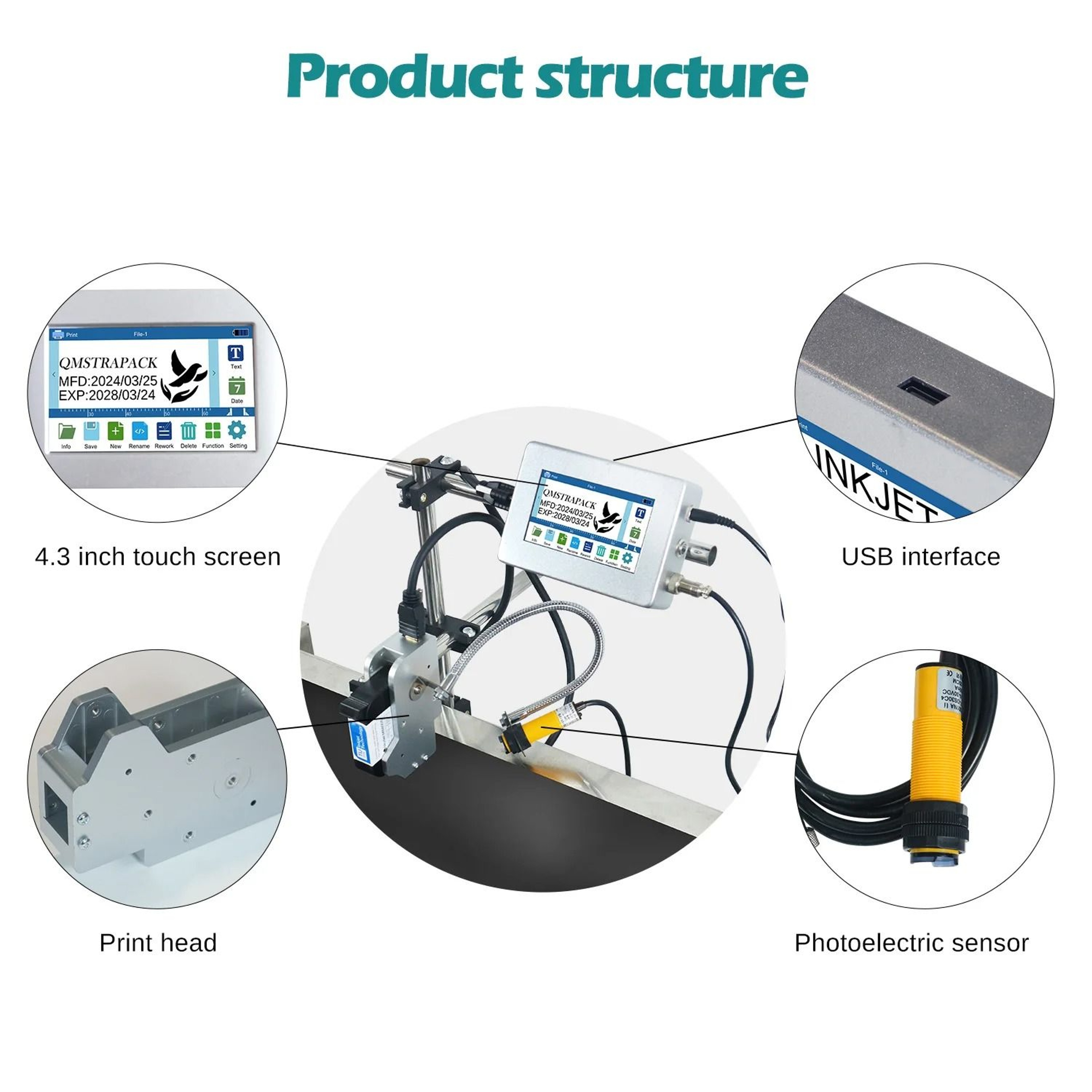 43Inch Industrial Online Thermal Inkjet Printer 127mm  254mm Expiry Date  QR Barcode Coder No Cartr 4
