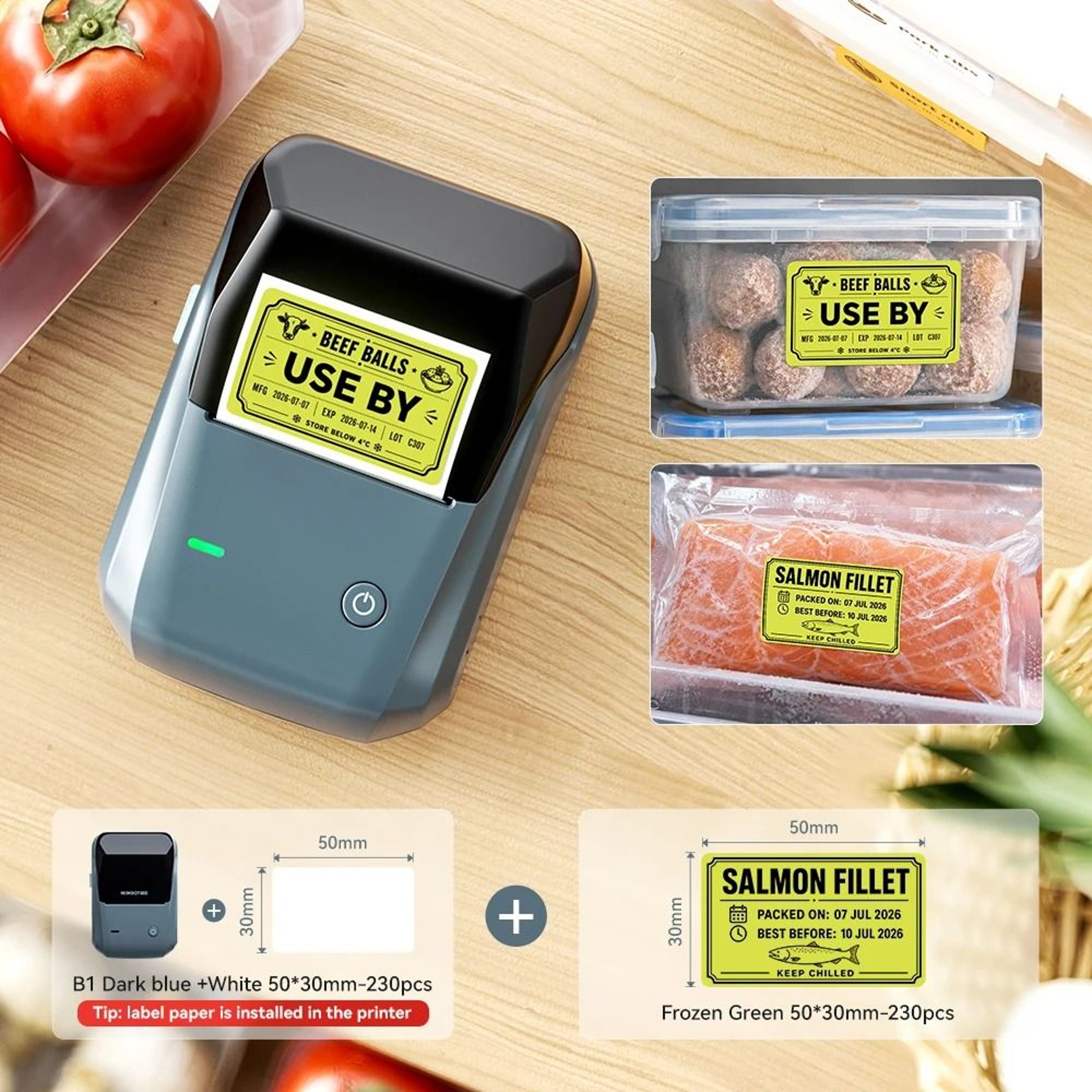 Niimbot B1  B21 Wireless Bluetooth Thermal Label Printer Set With Freezer Labels For Kitchen  Food  7