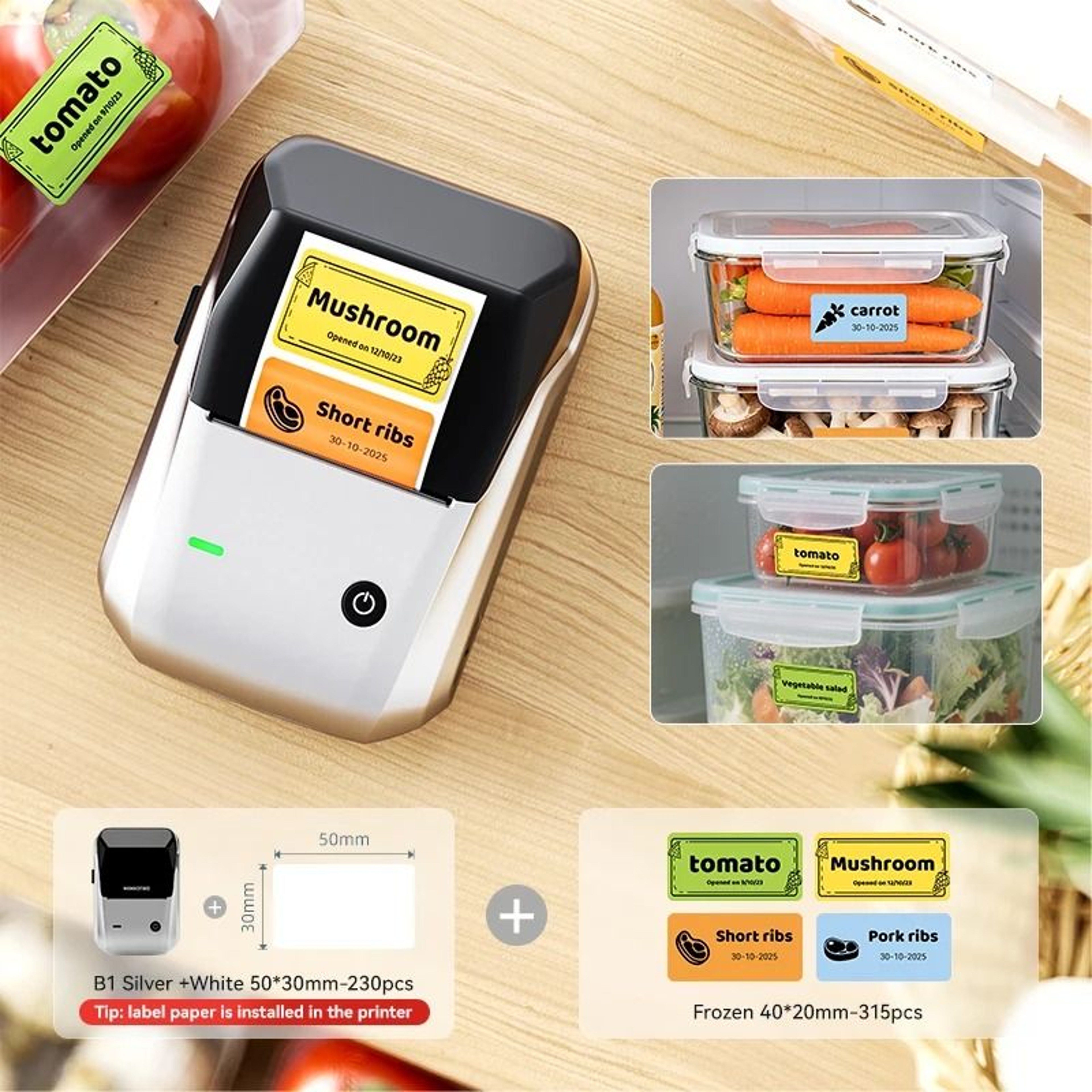 Niimbot B1  B21 Wireless Bluetooth Thermal Label Printer Set With Freezer Labels For Kitchen  Food  13