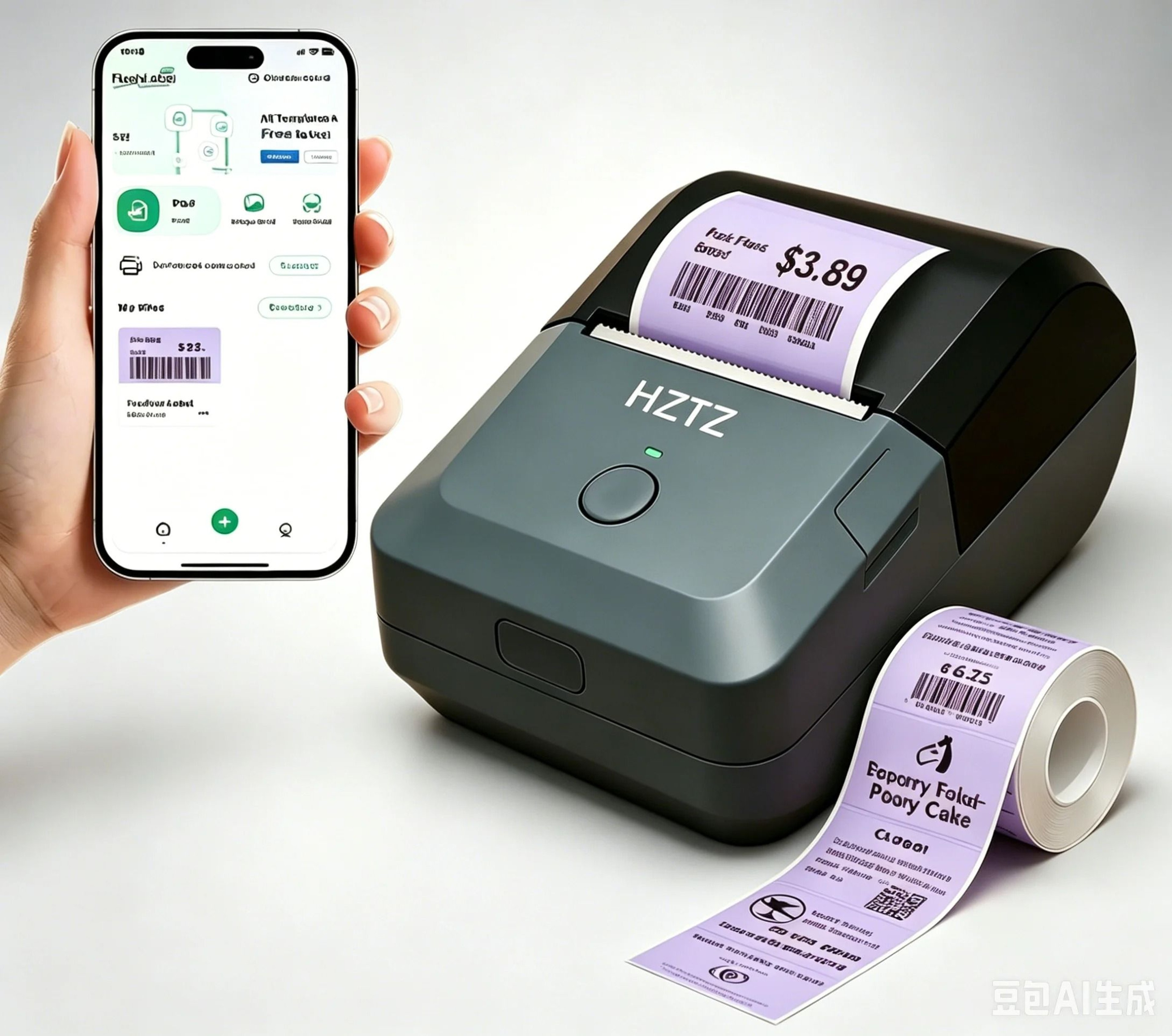 Inkless Bluetooth Thermal Label Printer  Sticker Maker With Color Paper Support For Retail Bakery   12