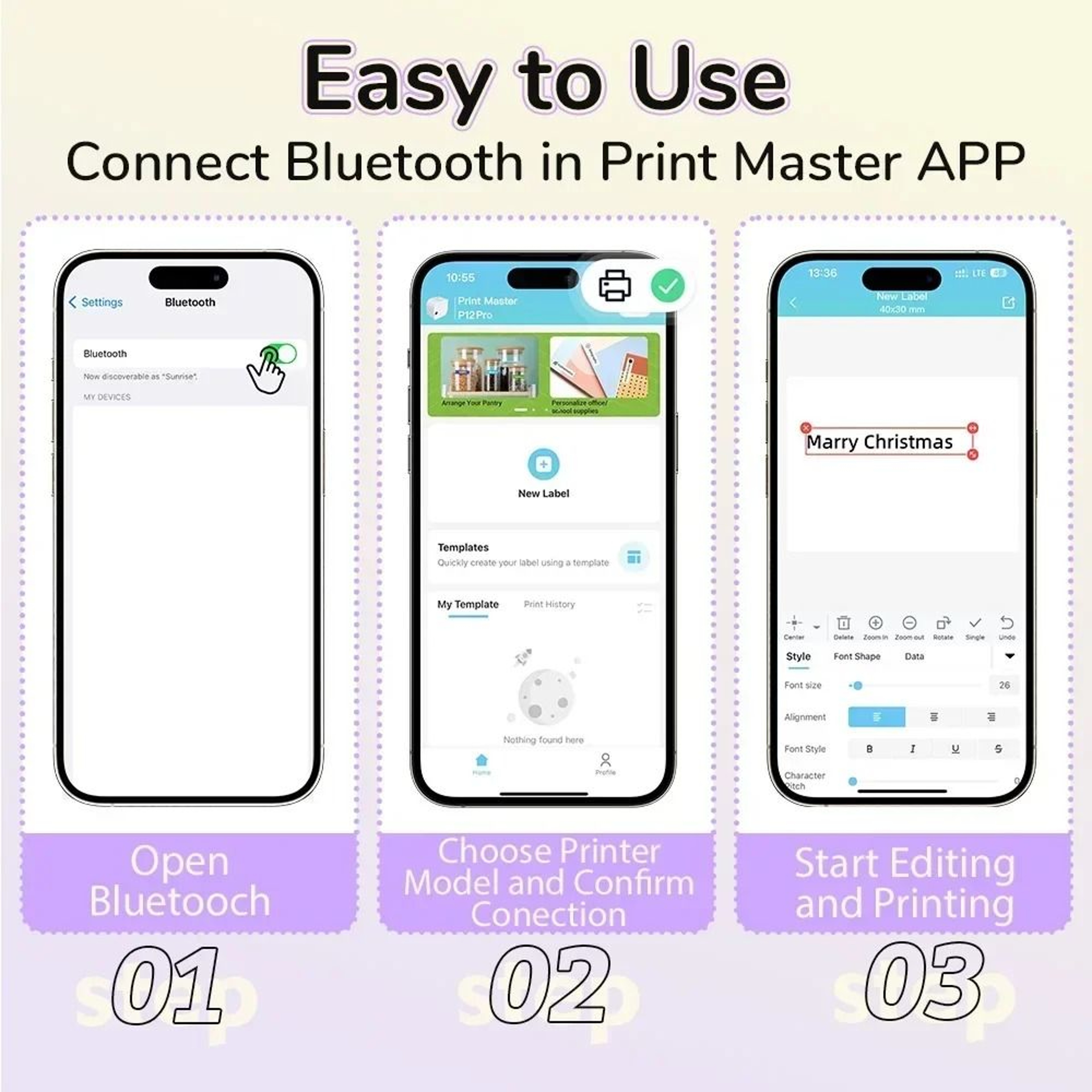 Phomemo P12 PRO Portable Bluetooth Thermal Label Printer Rechargeable 12mm Inkless Label Maker For  5