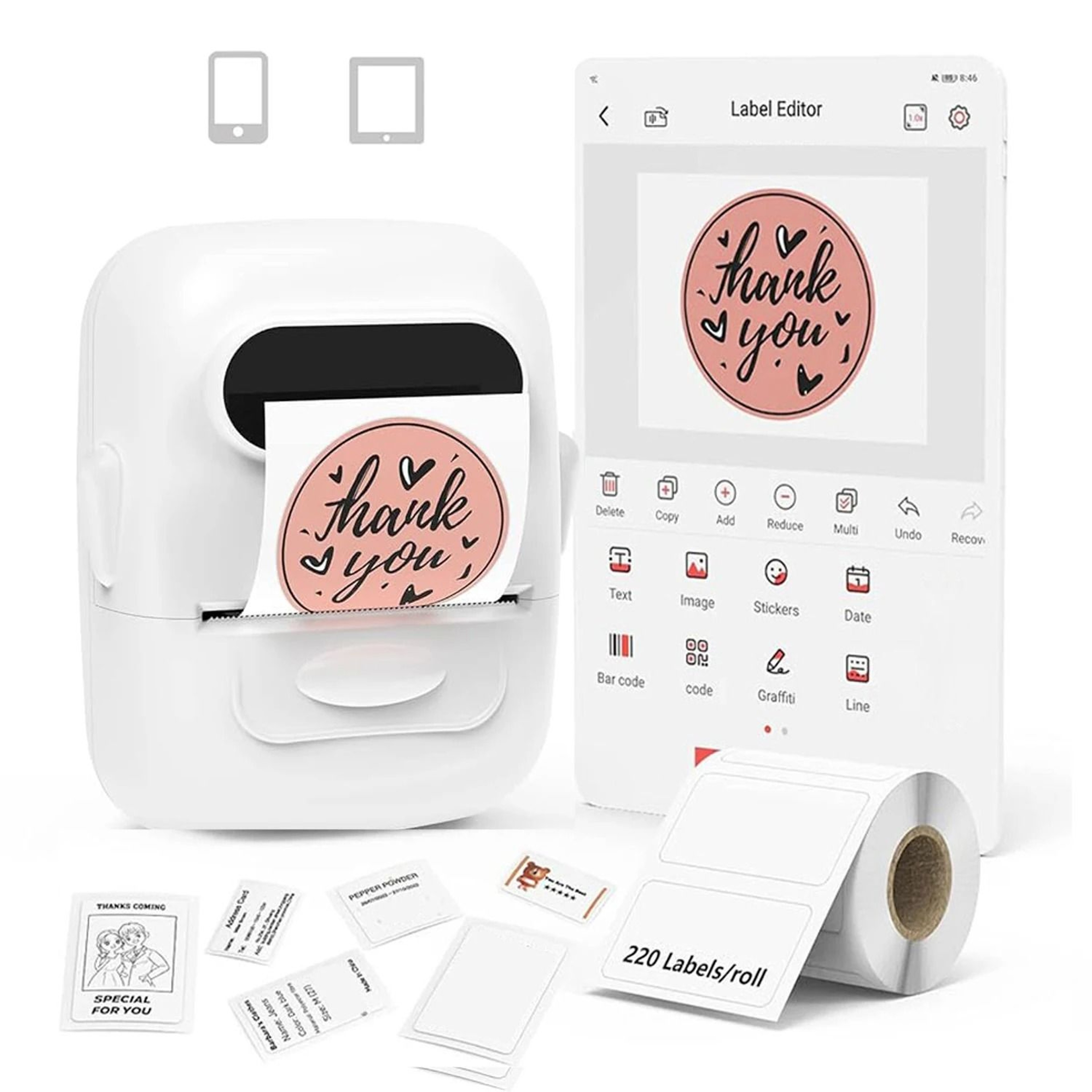 Marklife P50 Mini Bluetooth Thermal Label Printer SelfAdhesive Sticker Maker For Kitchen  Office Ta 0
