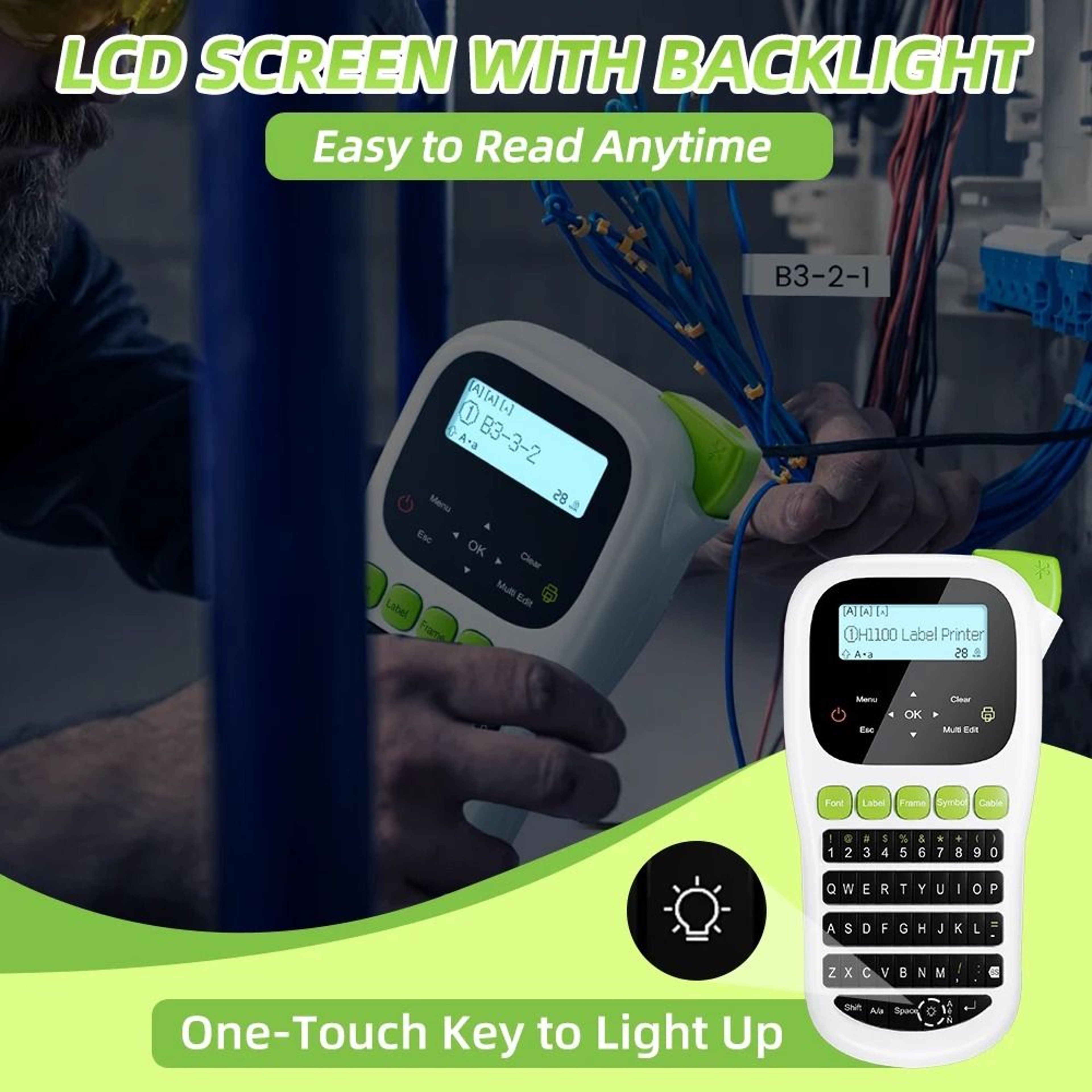 H1100 Handheld Portable Thermal Label Maker With QWERTY Keyboard  Backlit Screen For Office Home  S 1
