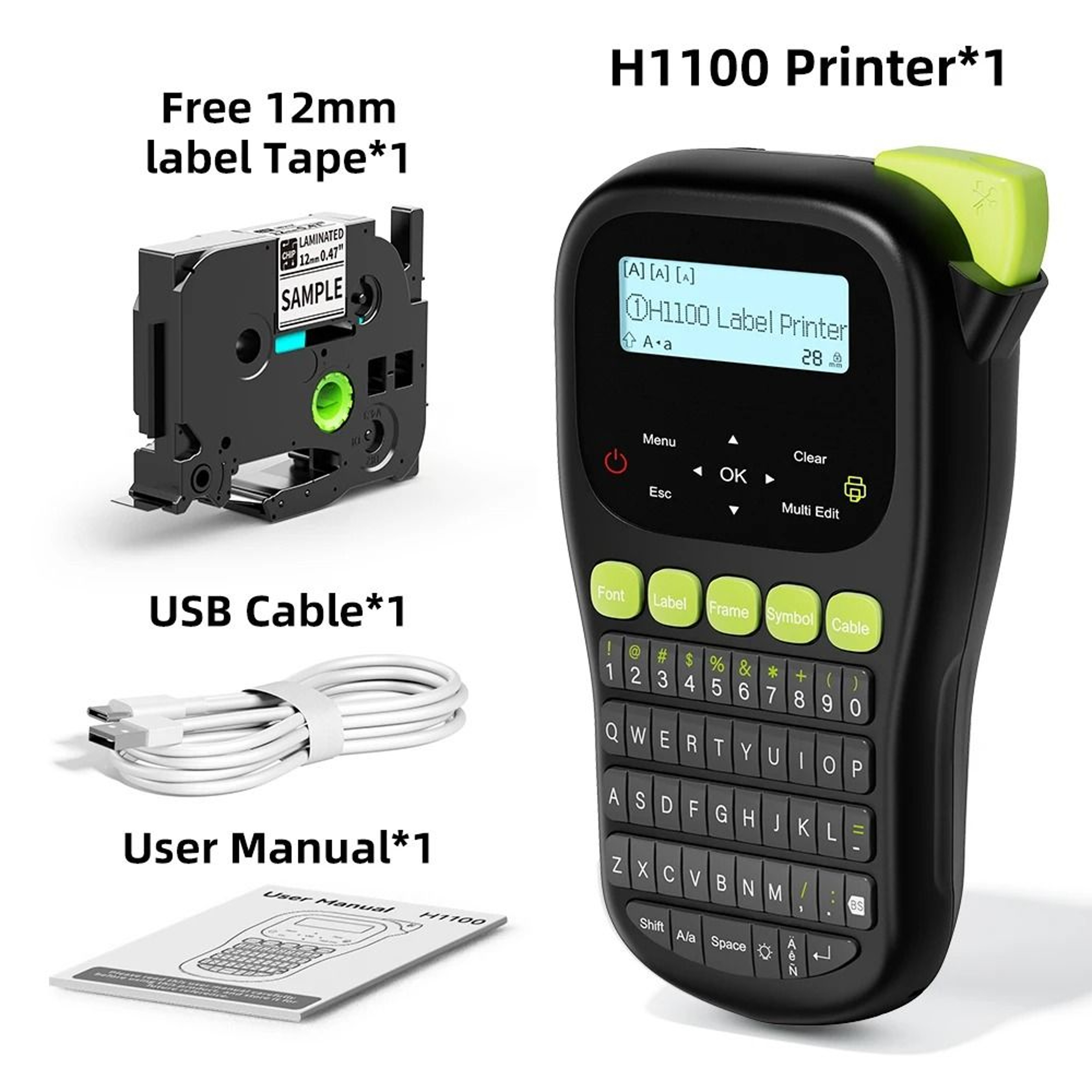 H1100 Handheld Portable Thermal Label Maker With QWERTY Keyboard  Backlit Screen For Office Home  S 7