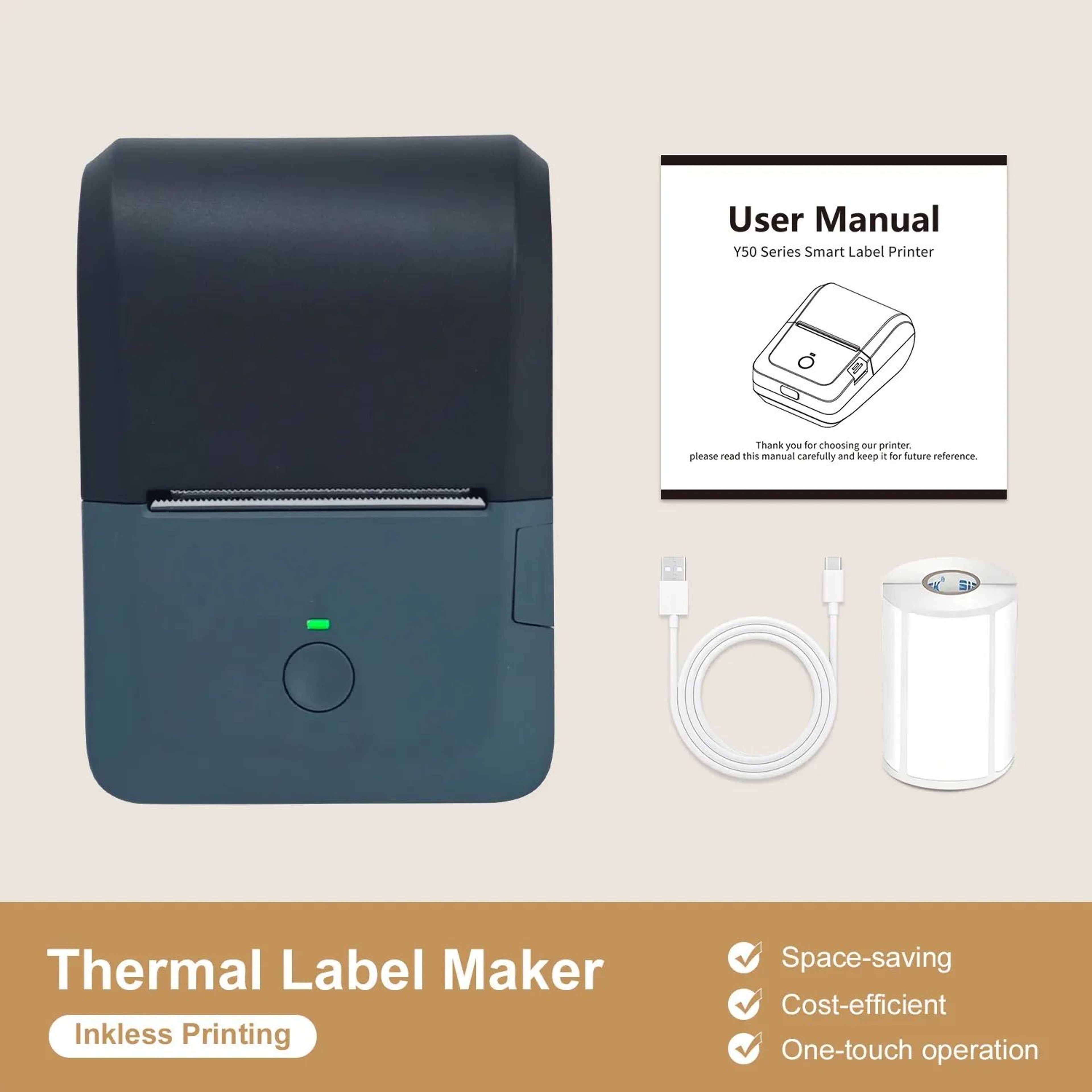 Compact Wireless Thermal Printer  Bluetooth Label Maker With Auto Paper Detection For IOS  Android 7