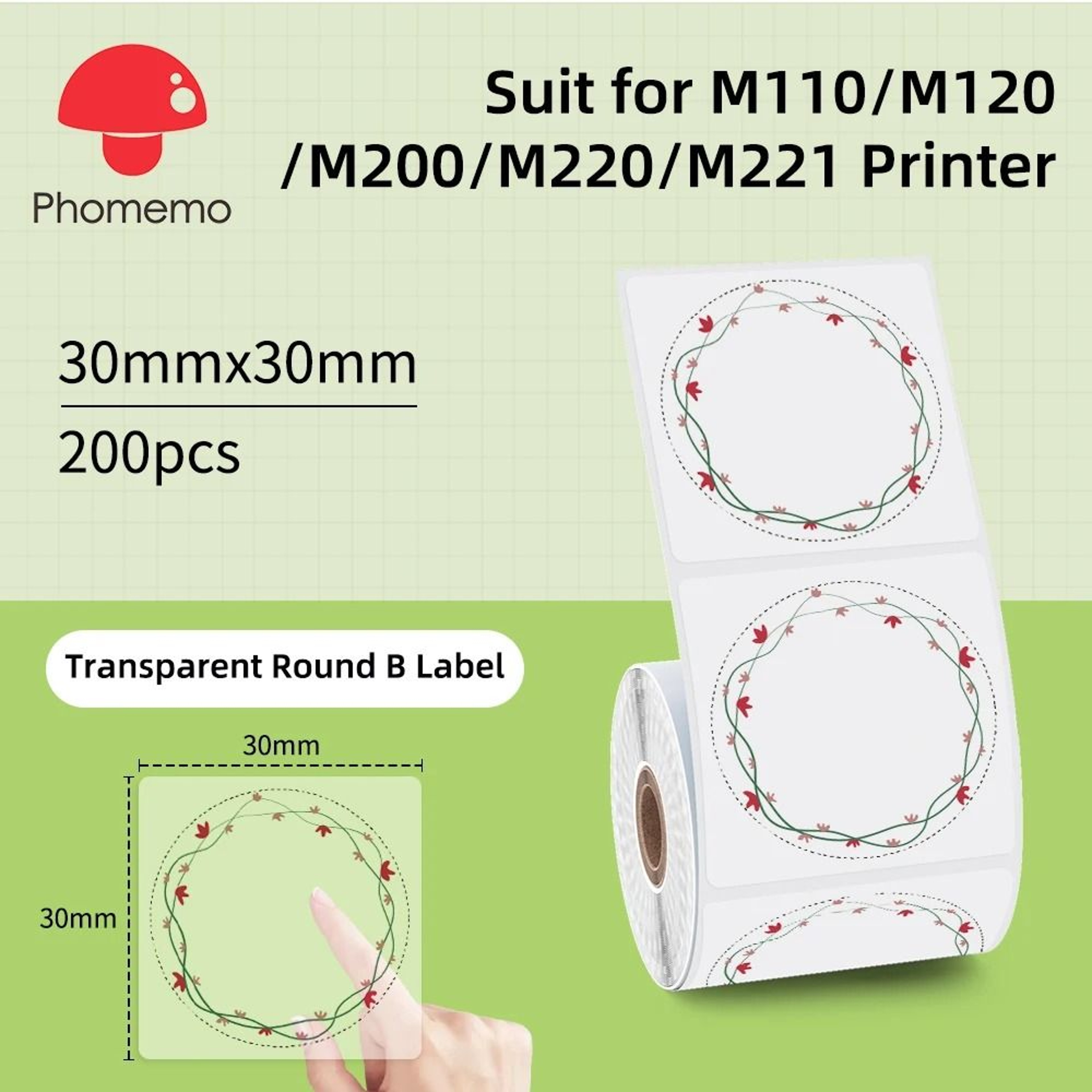 Phomemo MultiPurpose Thermal Labels For M110 M200  M220 Printers  Adhesive Round  Square Printable  27