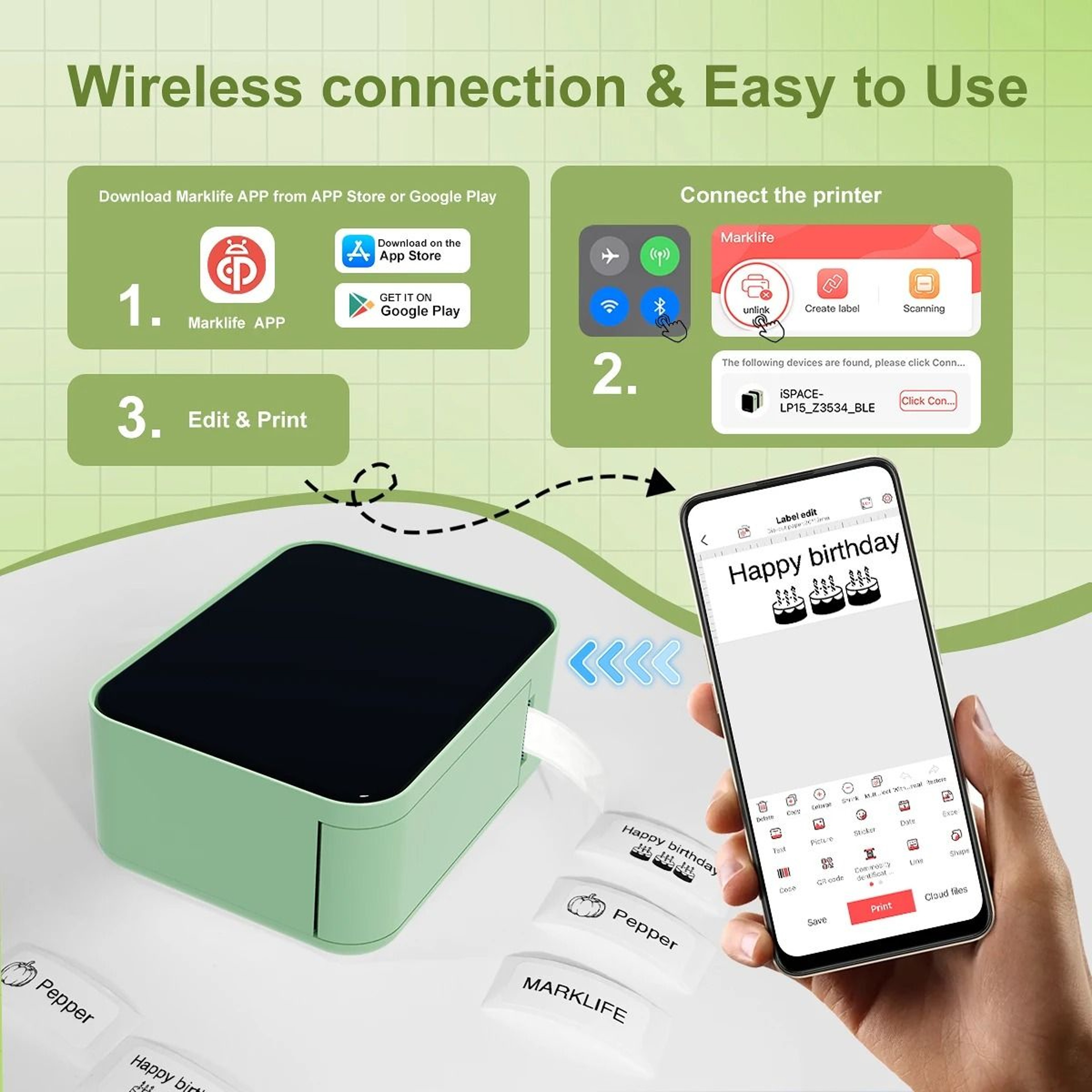 P15 Portable Bluetooth Mini Thermal Label Maker Inkless Sticker Machine For Home Office  Retail 2