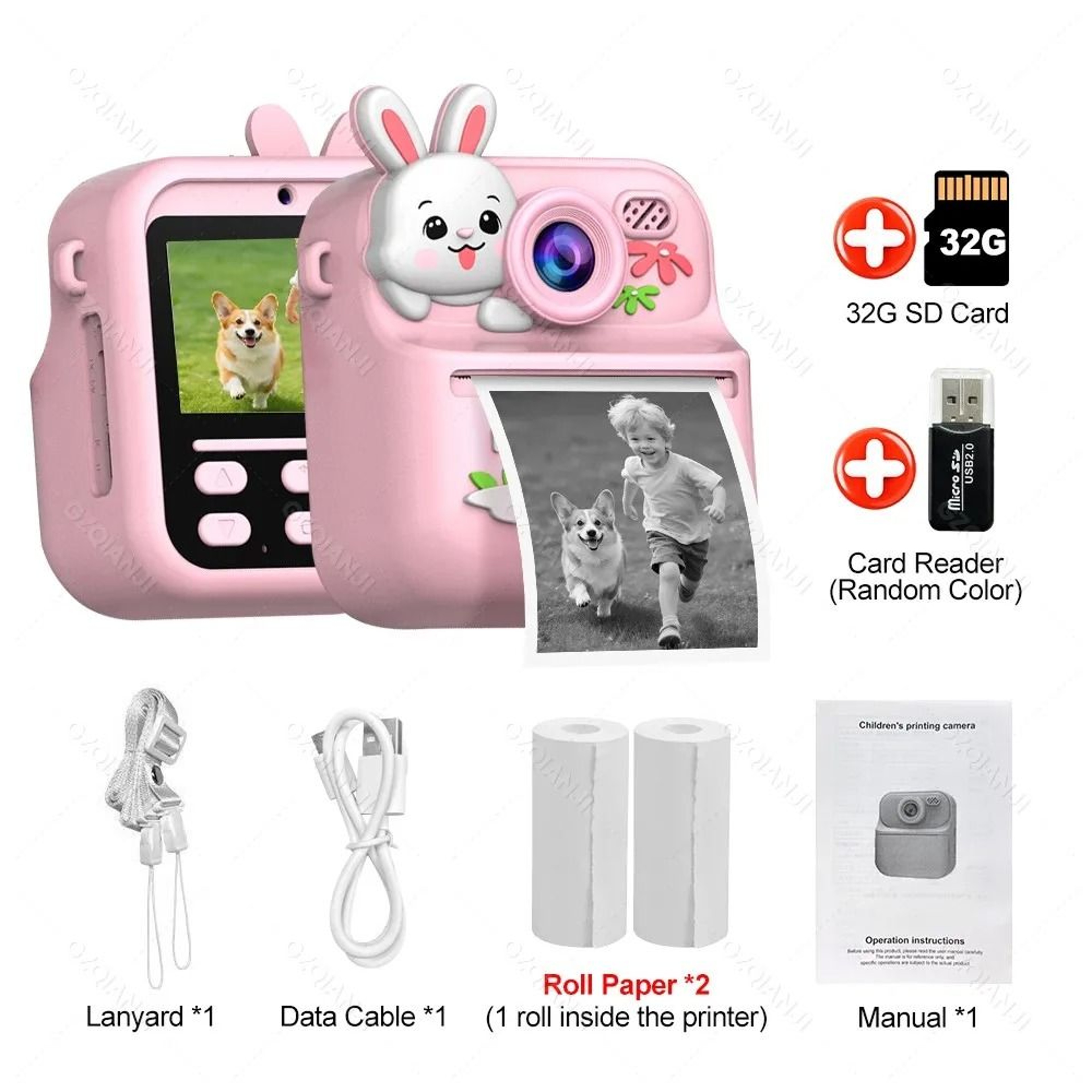 Mini 58mm Thermal Printer Kids Digital Camera HD 1080P Instant Photo Video Recorder With 32GB SD Ca 9