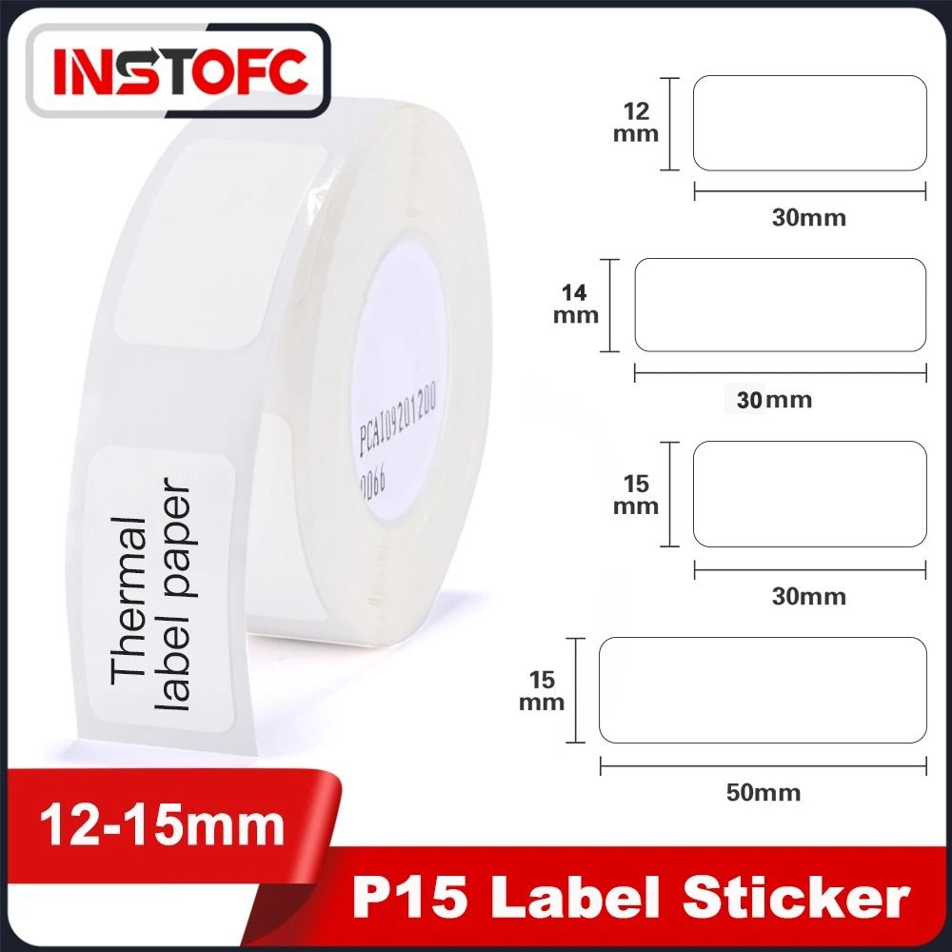 Mini Thermal Label Tape Roll Set 1215mm Waterproof Adhesive Stickers For P15 Label Printer 0