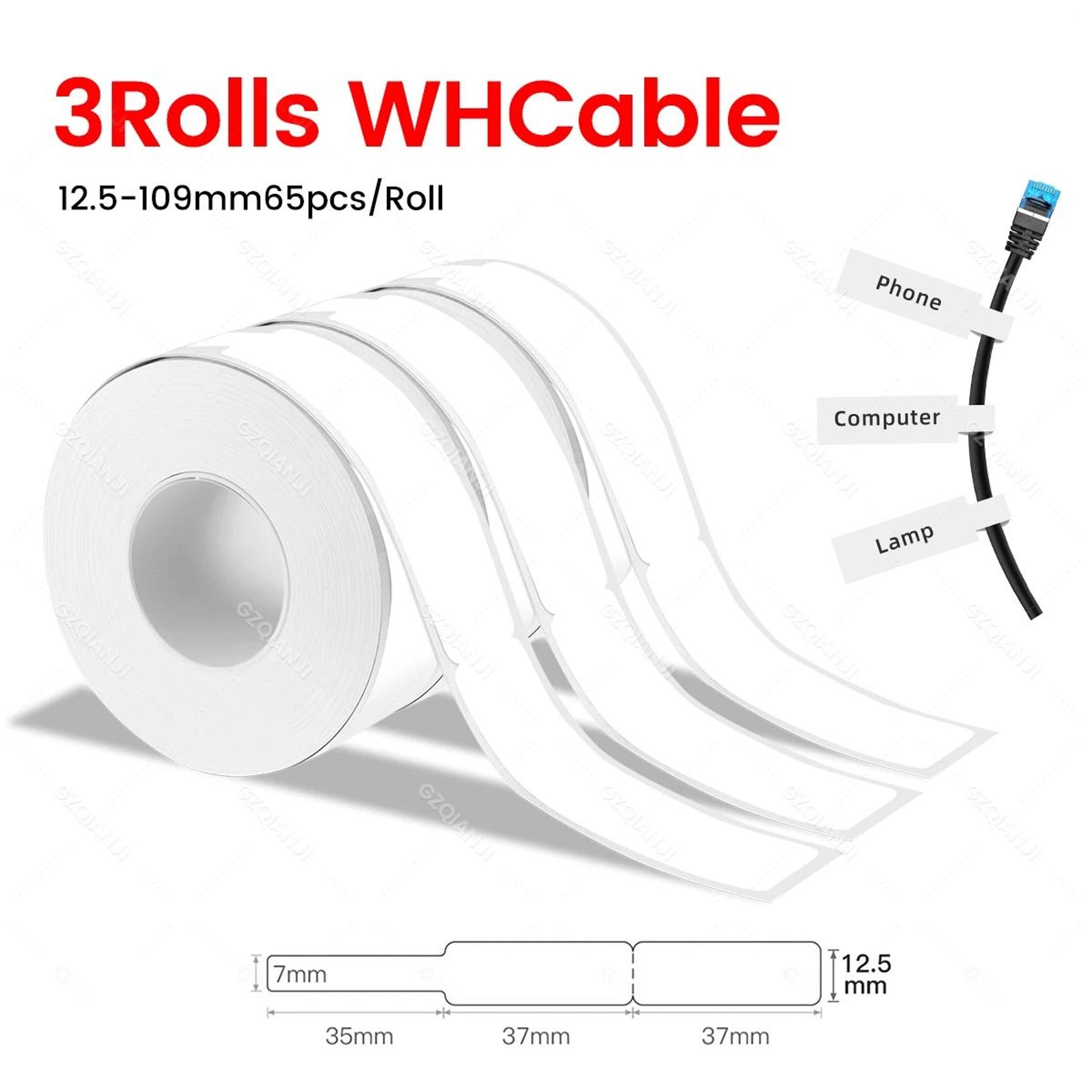 Mini Thermal Label Tape Roll Set 1215mm Waterproof Adhesive Stickers For P15 Label Printer 12