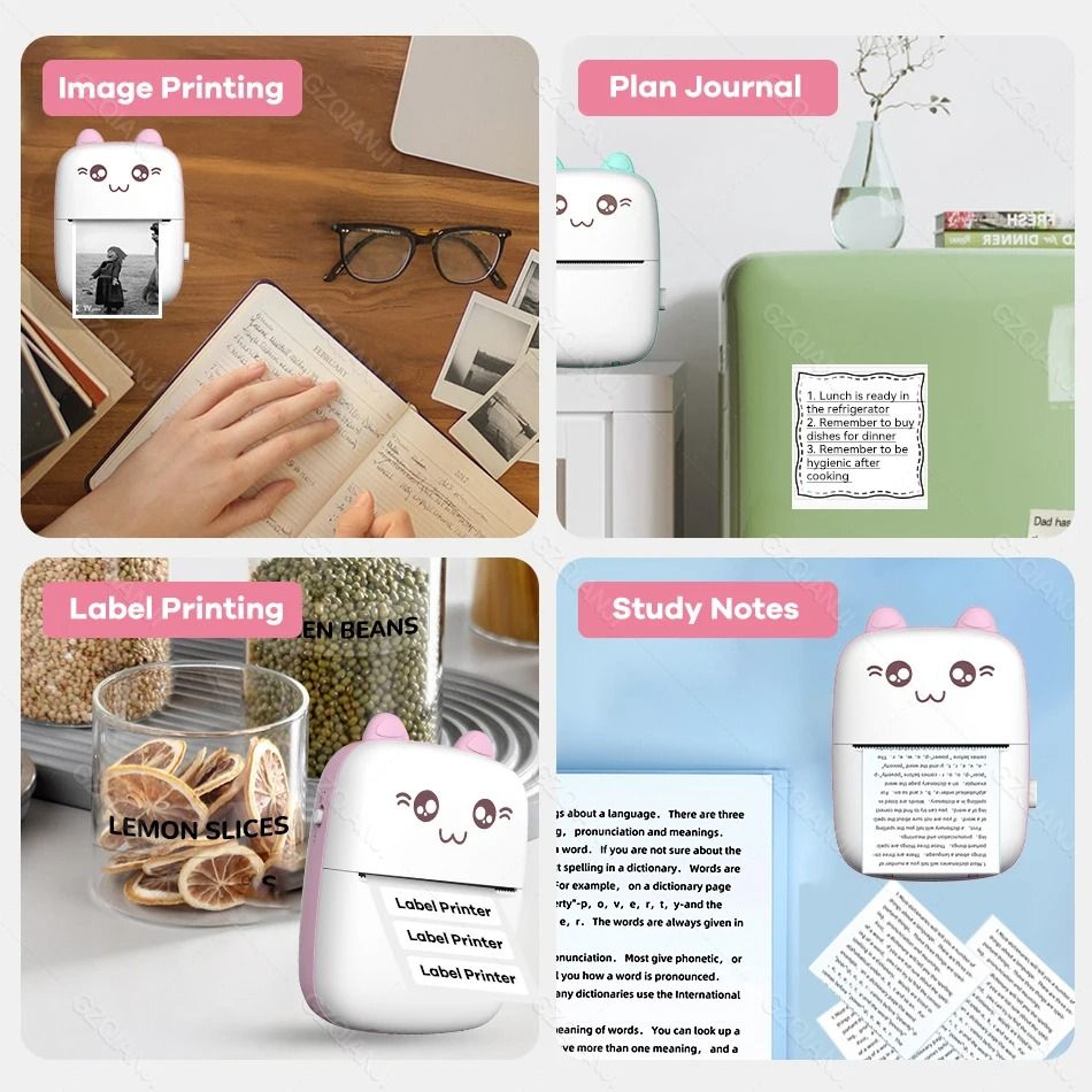 58mm Mini Bluetooth Thermal Label Printer Pocket Photo Maker For Stickers  Color Paper 4