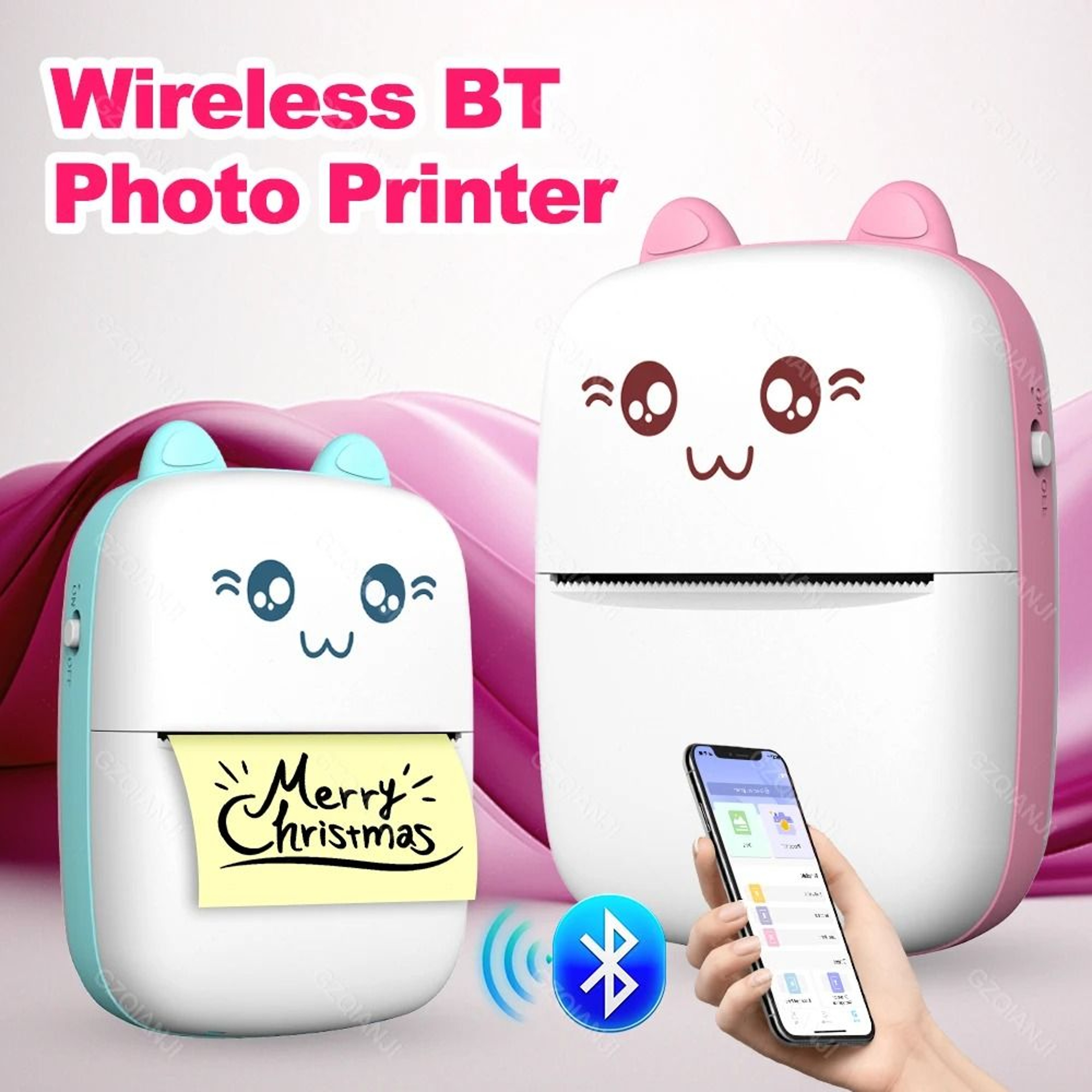 58mm Mini Bluetooth Thermal Label Printer Pocket Photo Maker For Stickers  Color Paper 0