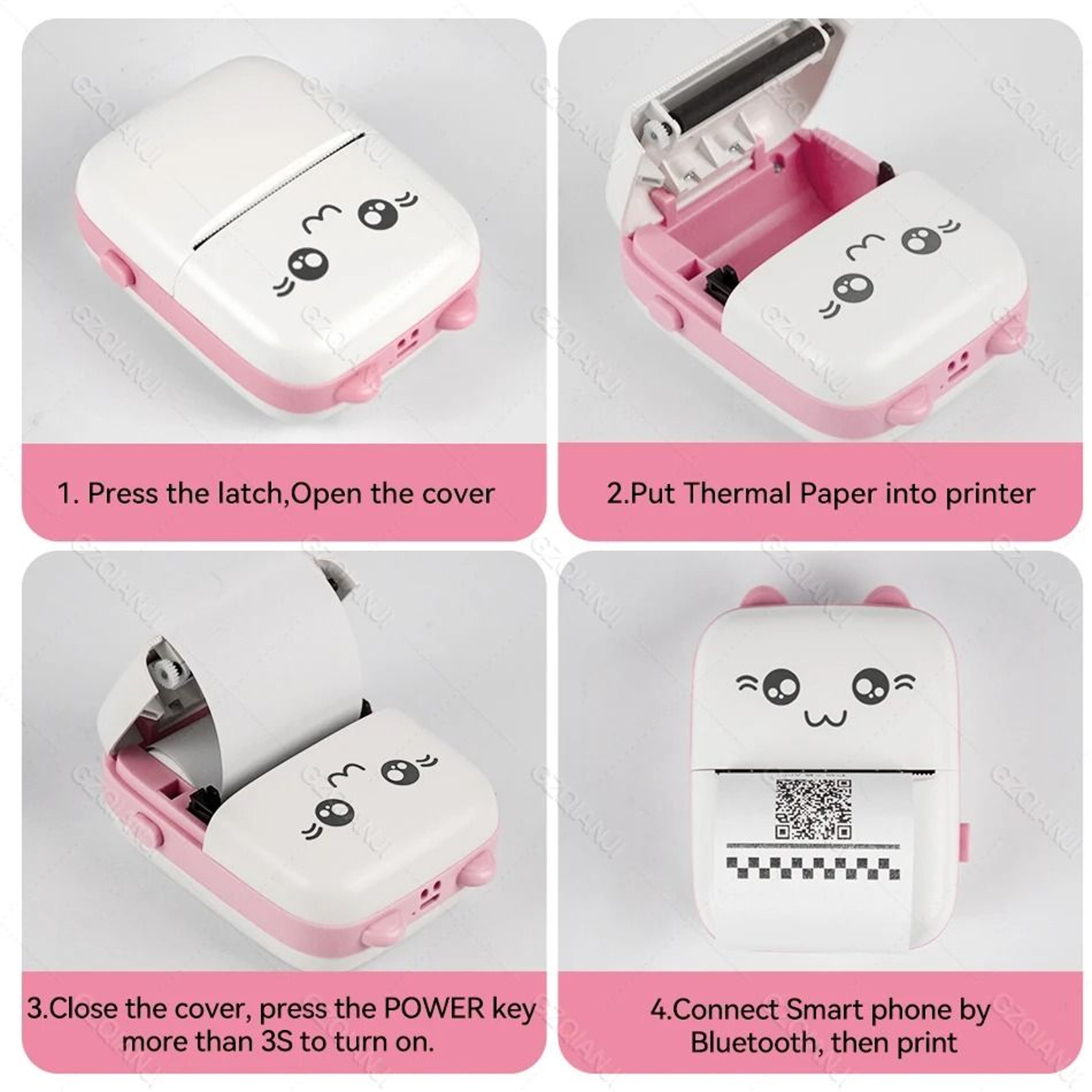 58mm Mini Bluetooth Thermal Label Printer Pocket Photo Maker For Stickers  Color Paper 2