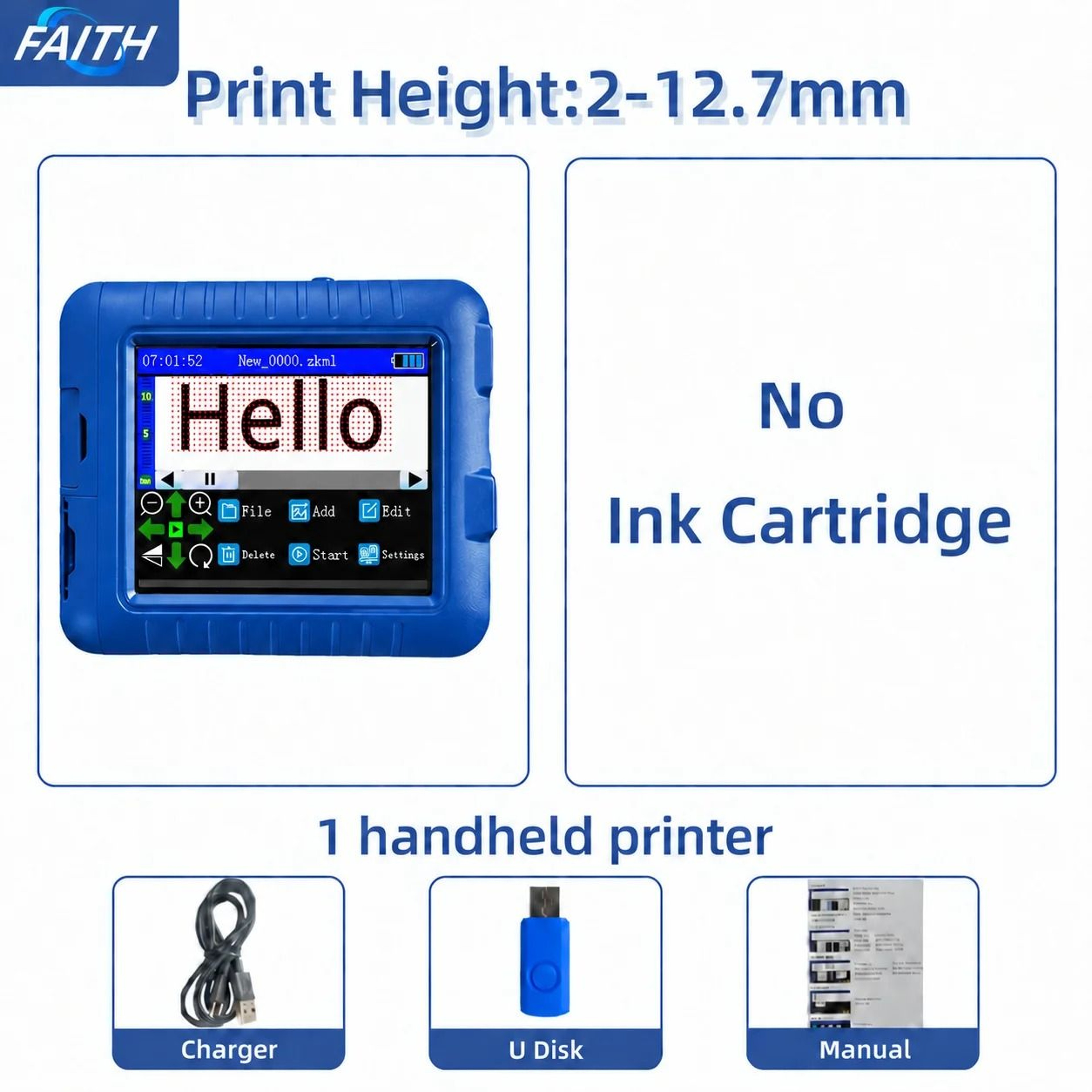 Faith Handheld Inkjet Printer Portable Coding Machine For Carton Plastic Wood  Metal 6