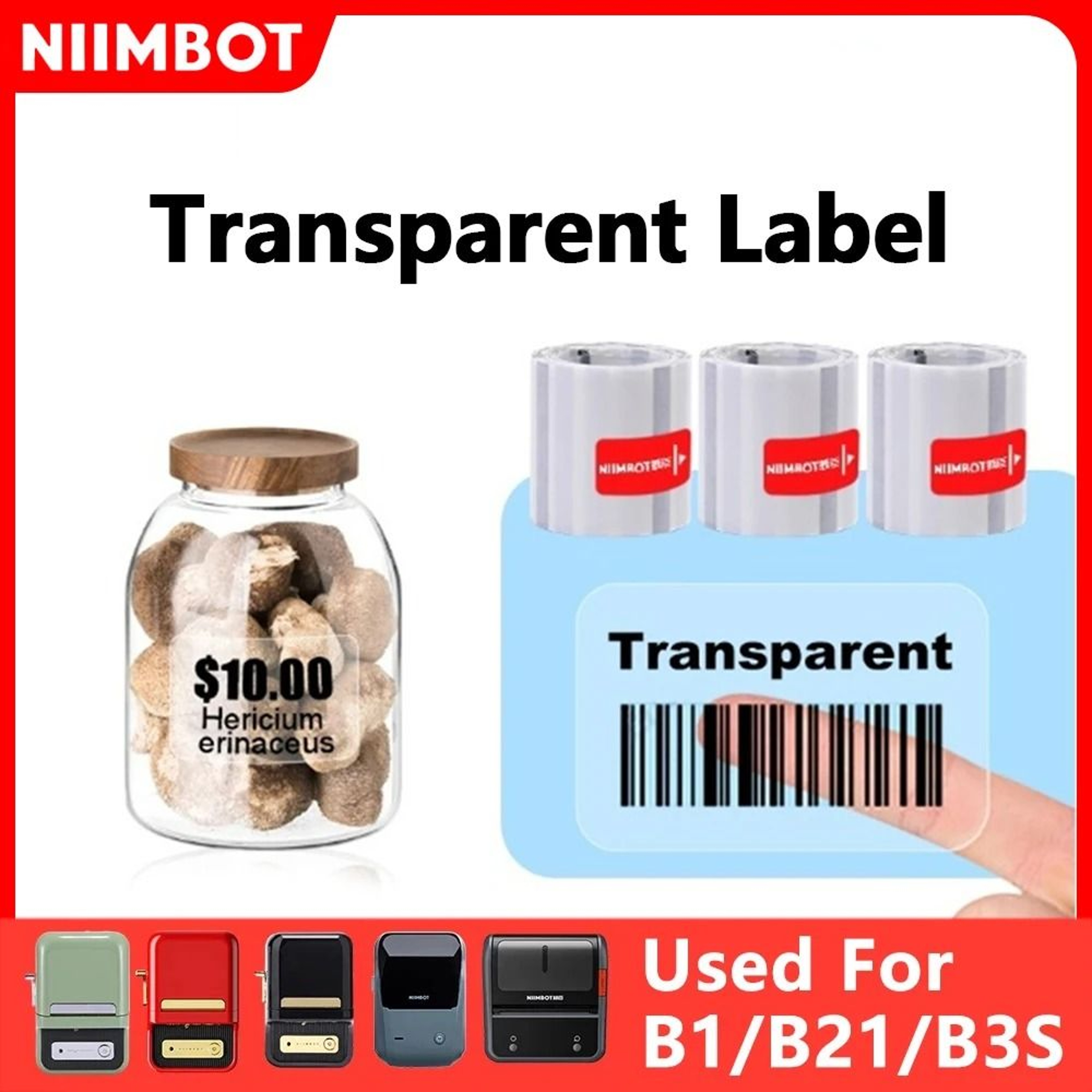 Niimbot Transparent Thermal Label Stickers Waterproof Roll For B1  B21 Printer 0