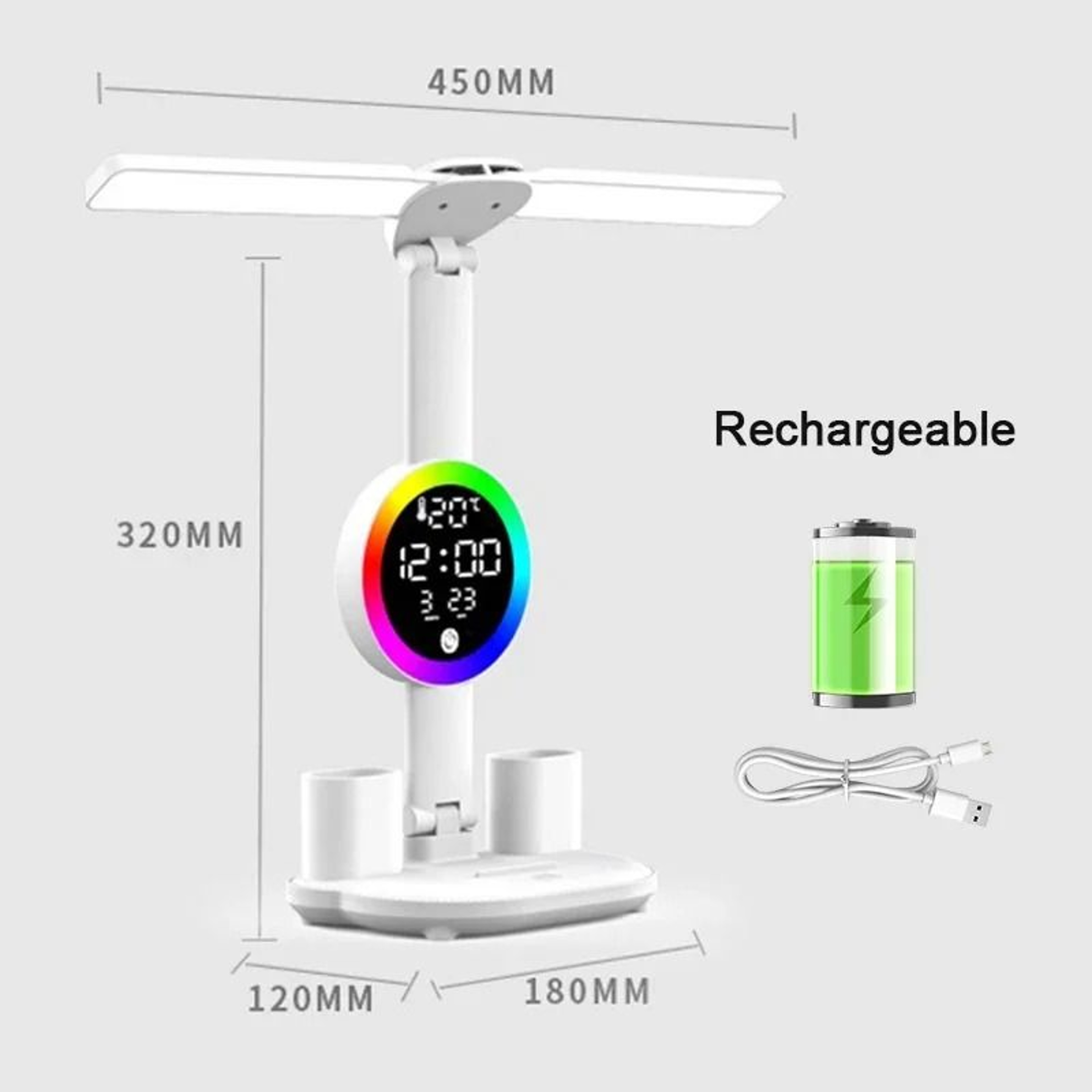 MultiFunction LED Study Desk Lamp With BuiltIn Cooling Fan  Digital Clock Display 9