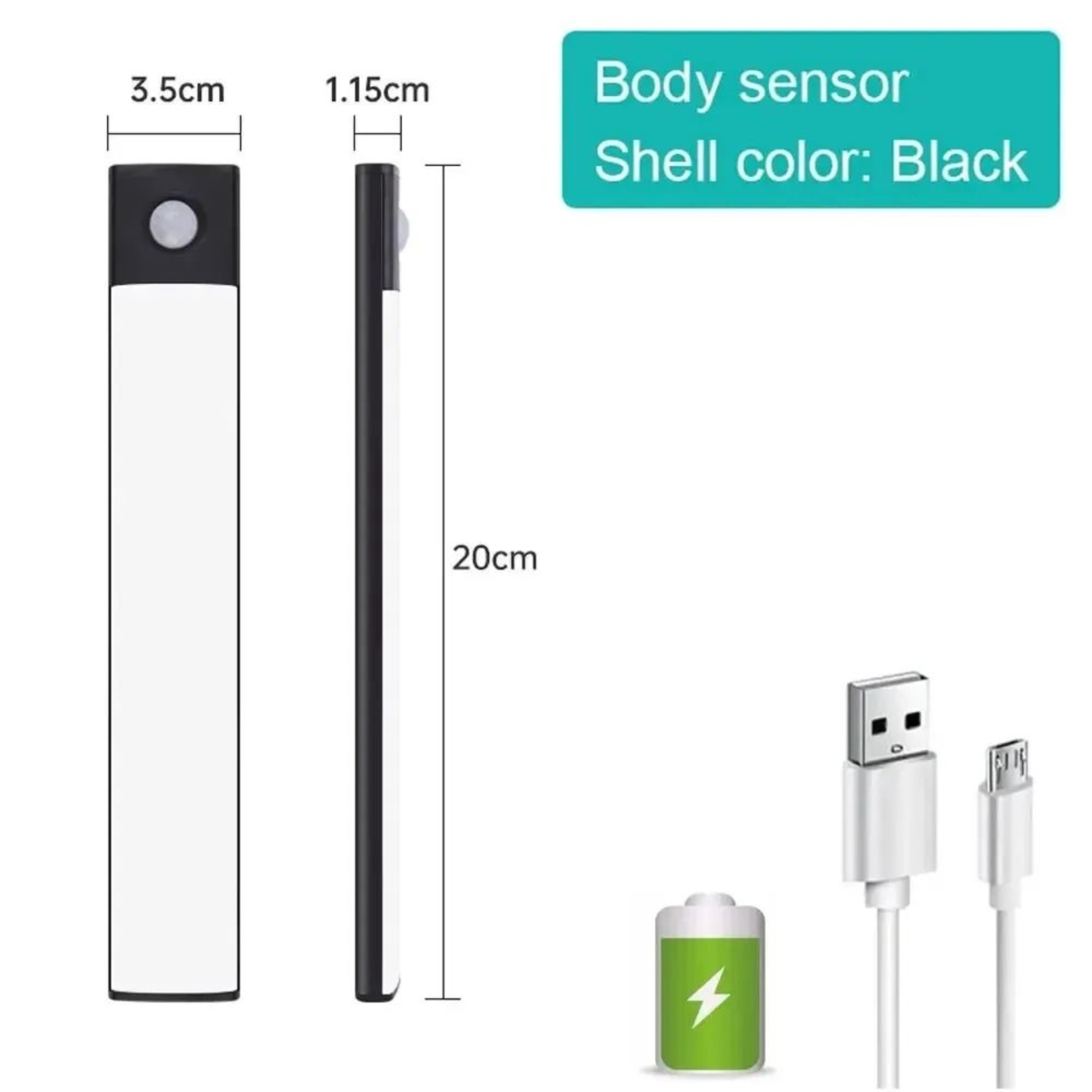 Wireless Magnetic Motion Sensor LED Under Cabinet Light USB Rechargeable 3Color Closet Night Light 9