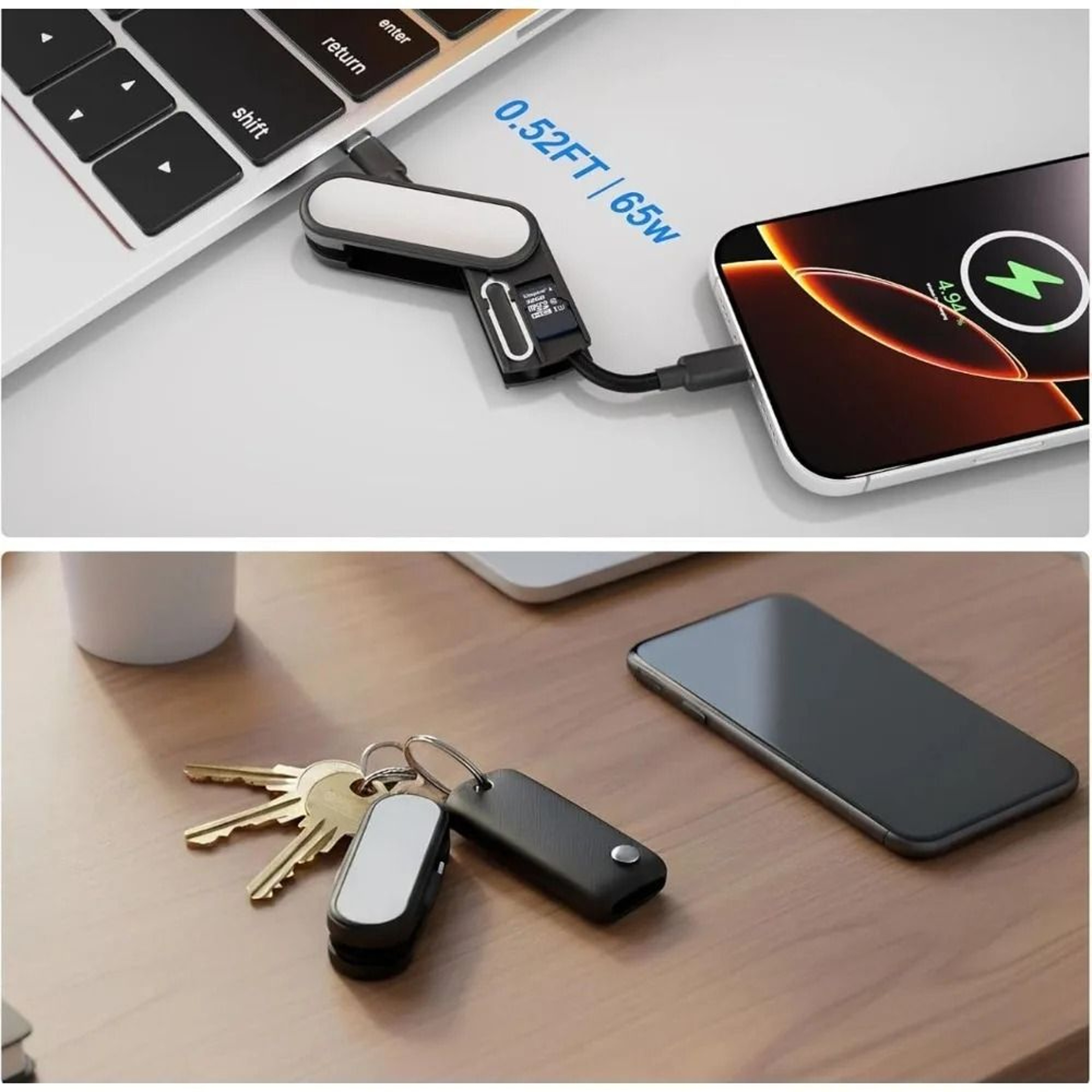 BUDI 65W USBC To USBC Fast Charging Cable With SIM Card Removal Pin  Memory Card Storage Case 5