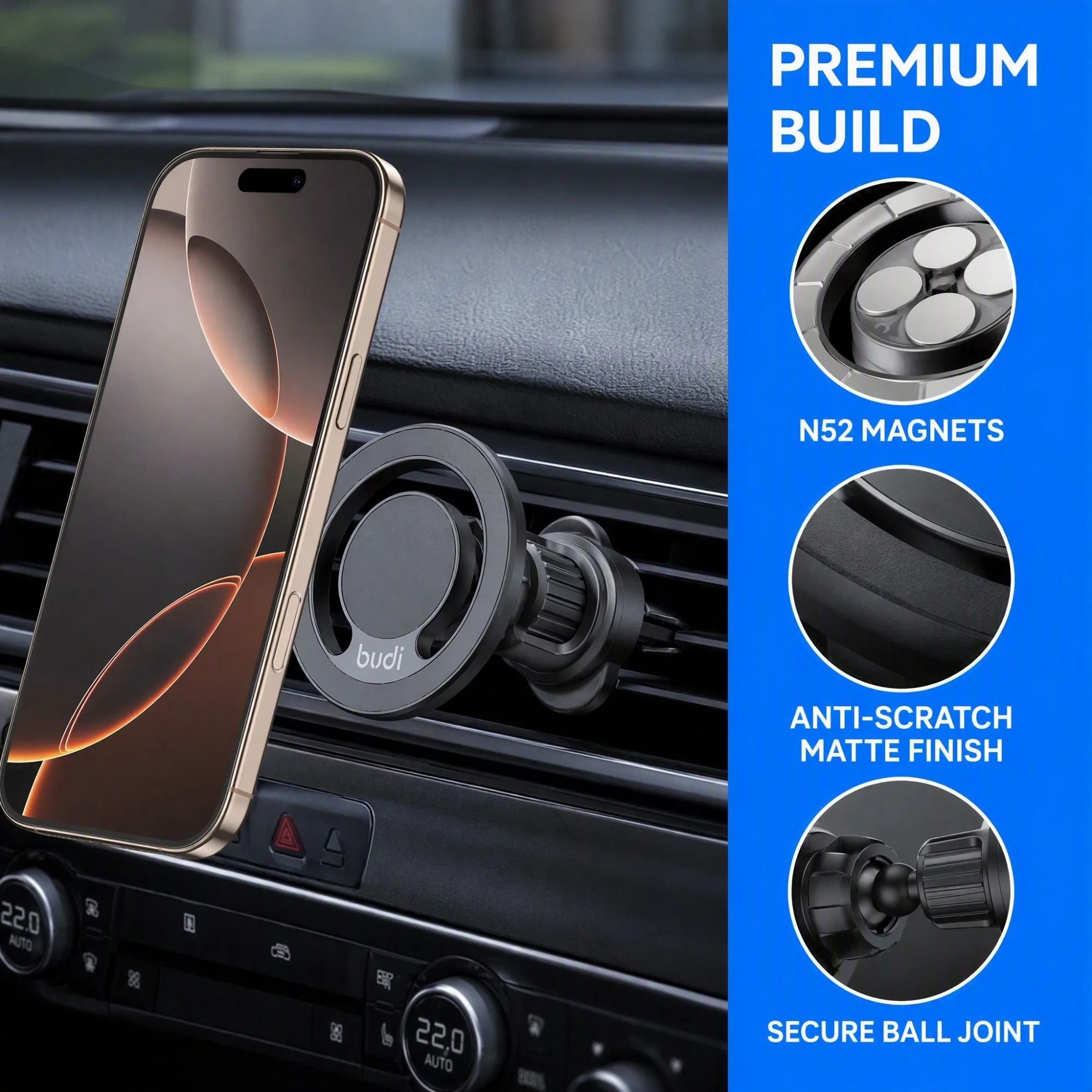 2in1 Magnetic Air Vent Car Phone Mount  360 Rotatable MagSafe Hook Stand 5