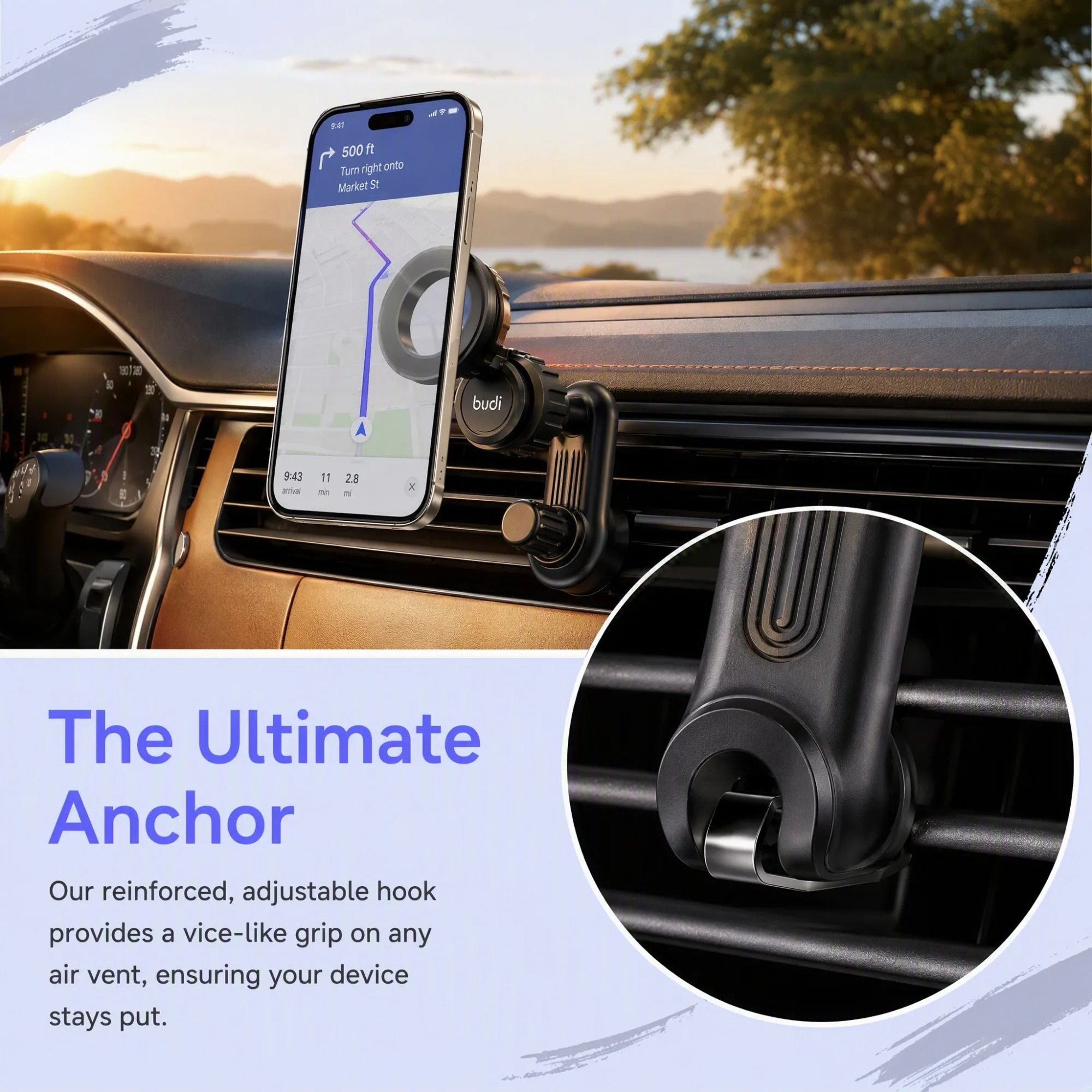 Magnetic Air Vent Car Phone Mount  360 Rotatable Hook Holder With 36 Magnets 5