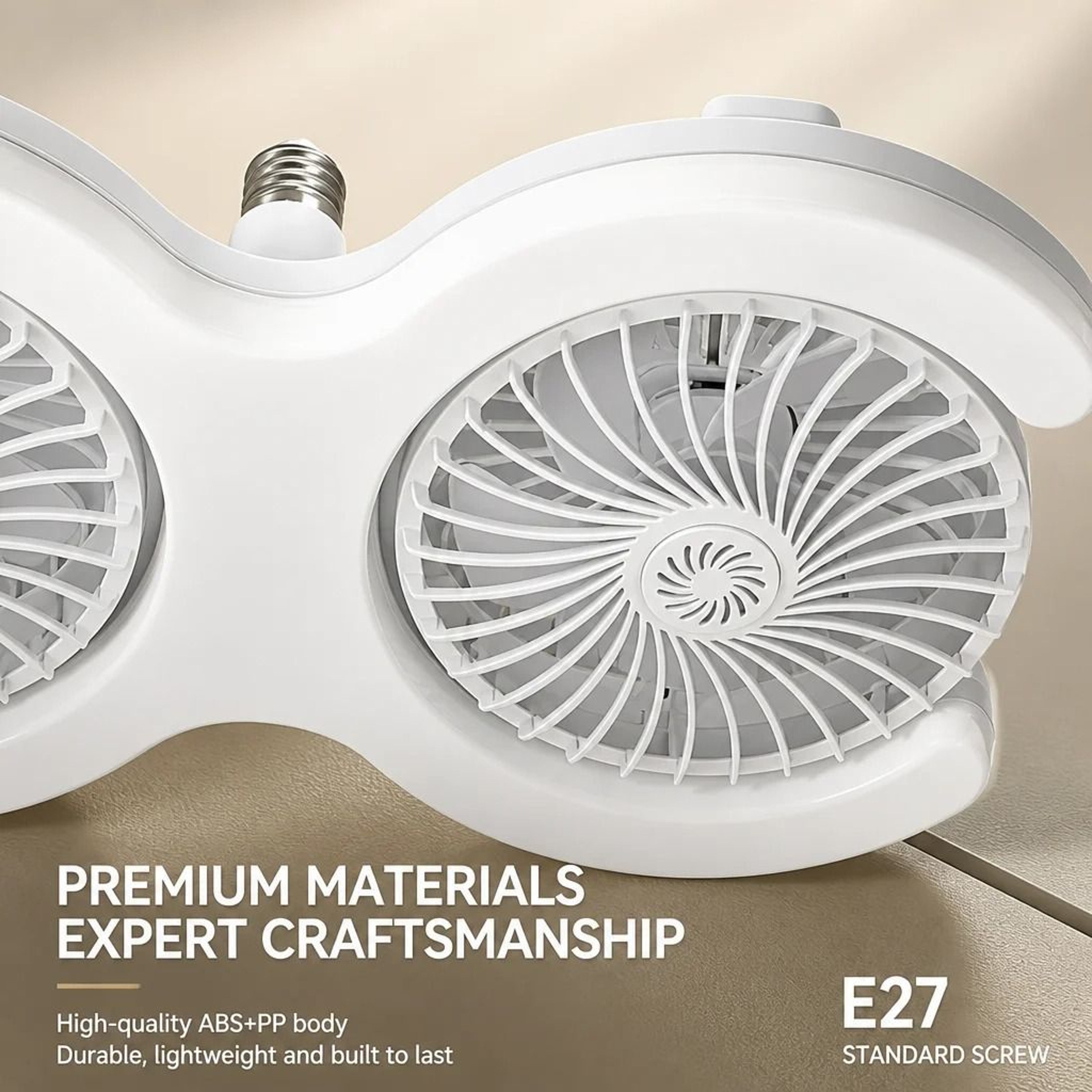 DualHead E27 Socket Ceiling Fan With LED Light  Remote  Silent MultiAngle Airflow Lamp 4