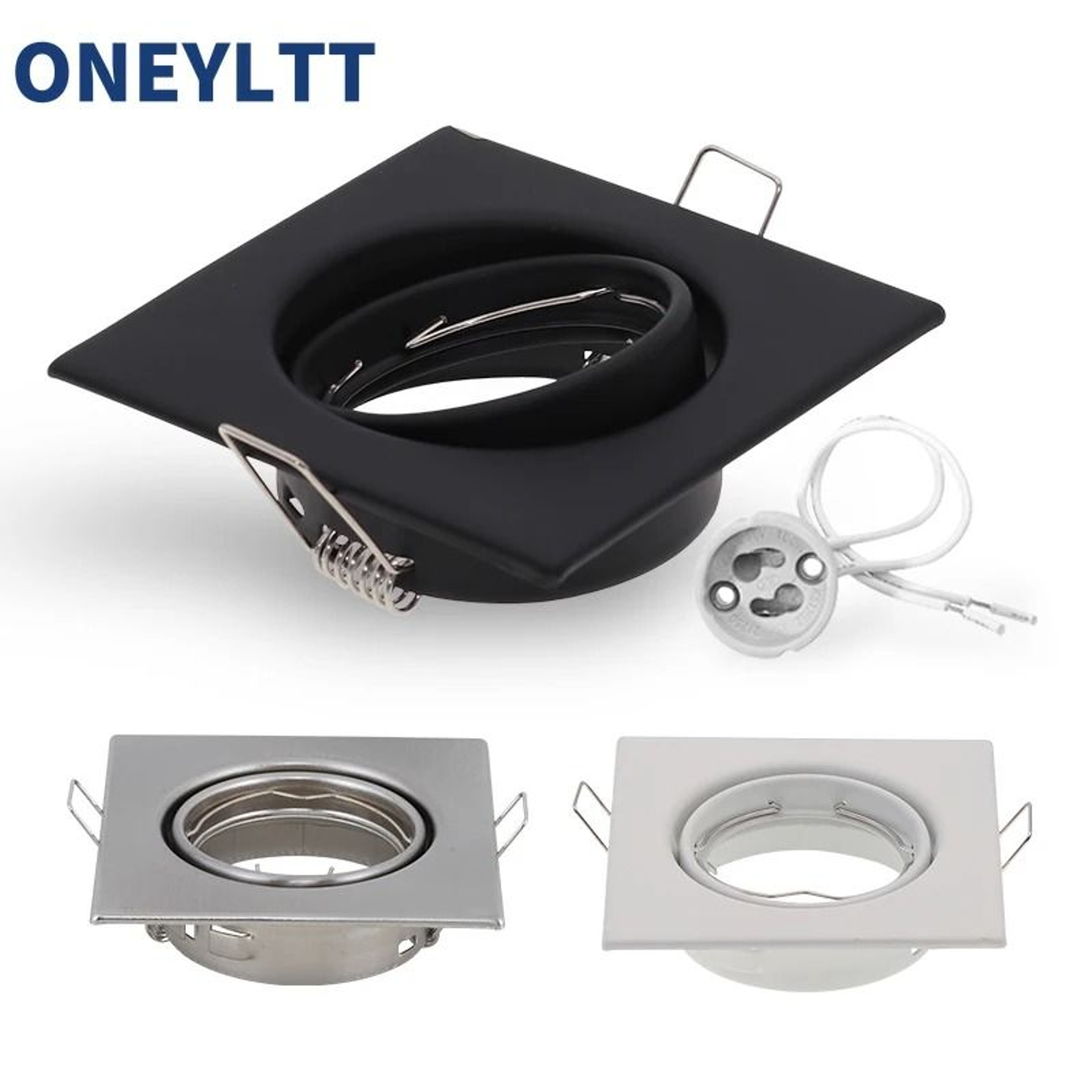 Architectural Square Recessed Spotlight Frame  Adjustable GU10 MR16 Ceiling Downlight Fitting 0