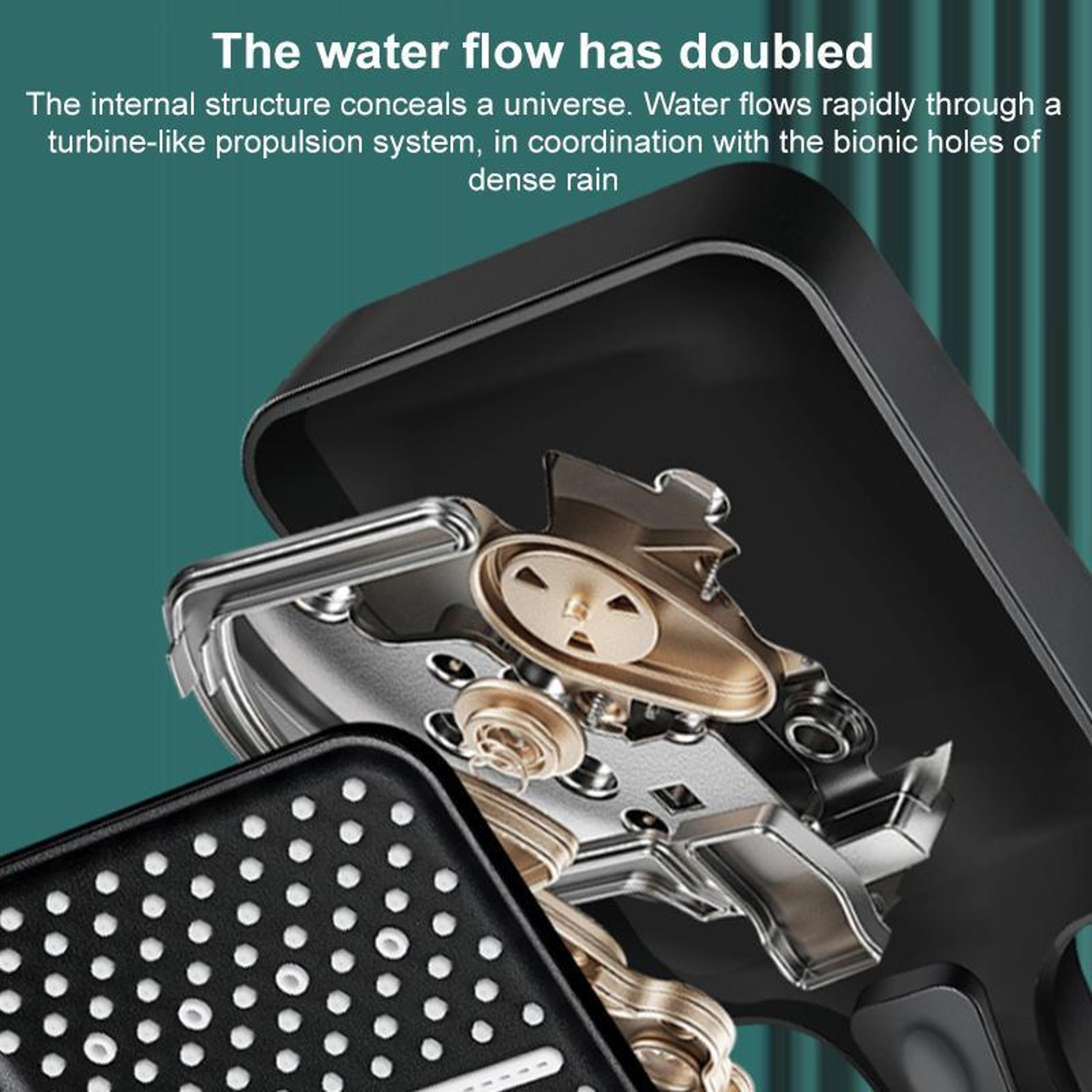 Adjustable Pressurized Square Large Panel Shower Head Portable High Pressure Shower Nozzle Black – view 5