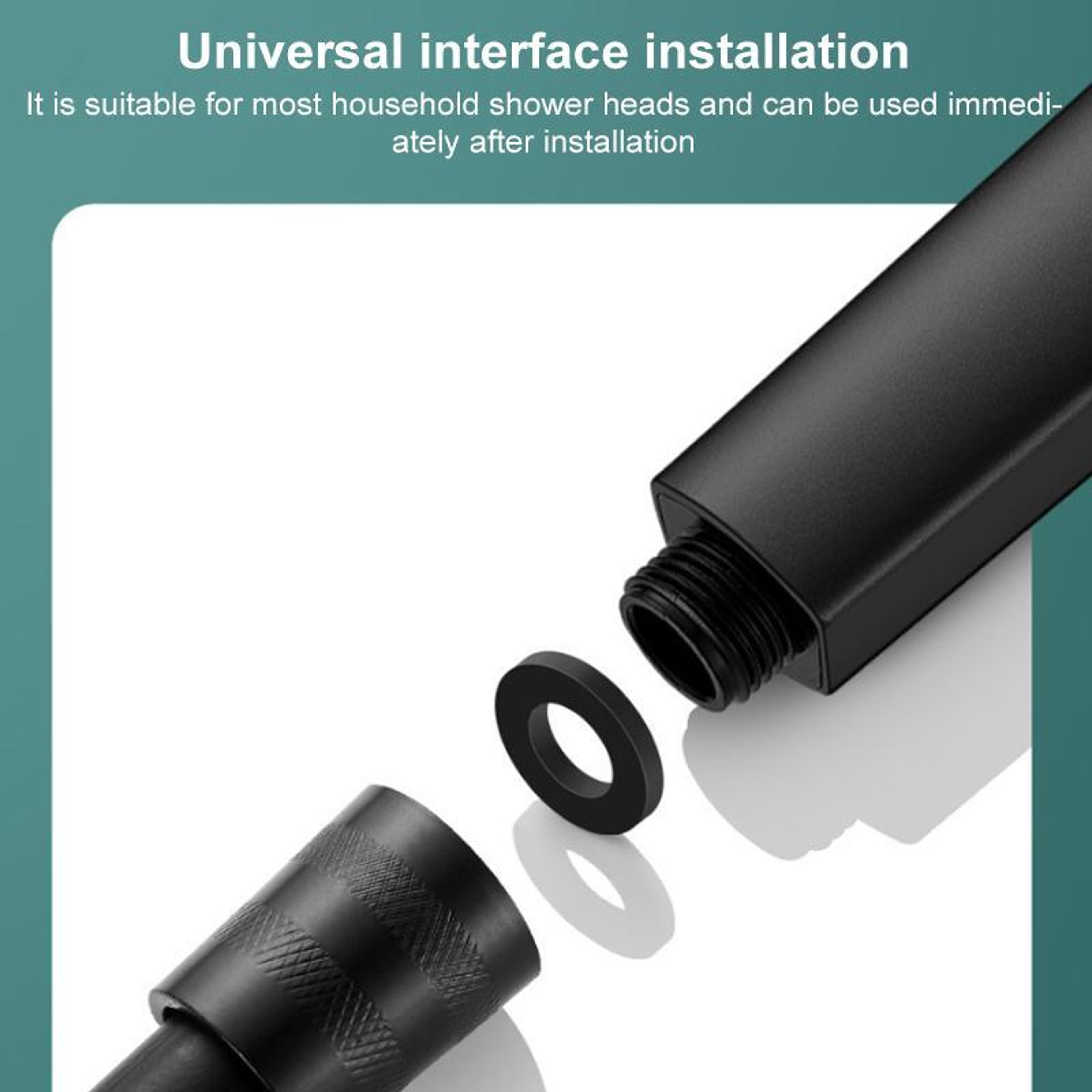 Adjustable Pressurized Square Large Panel Shower Head Portable High Pressure Shower Nozzle Black – view 7