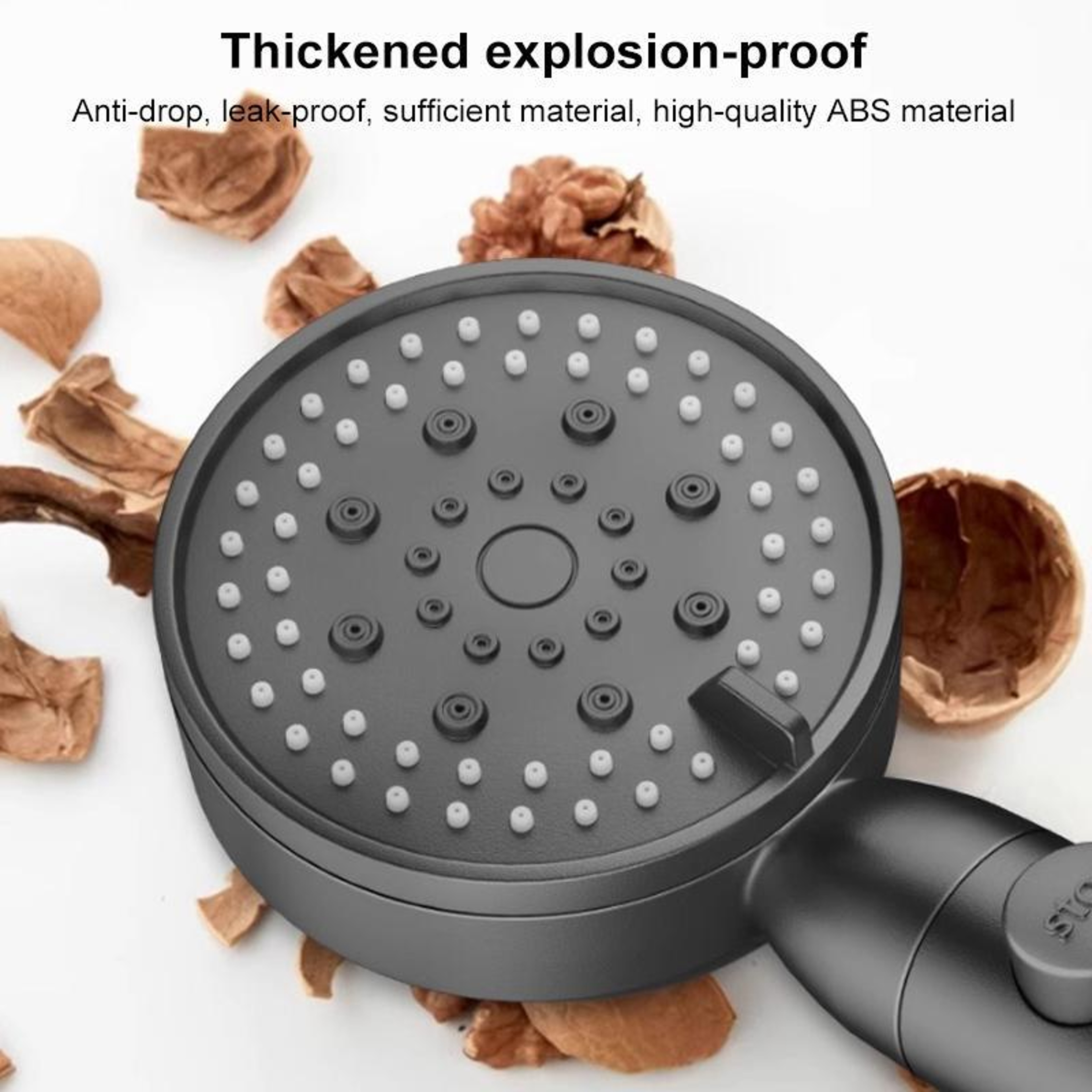 Pressurized Handheld Shower Head with Pause Button High Pressure Water Saving Titanium Gray – view 3