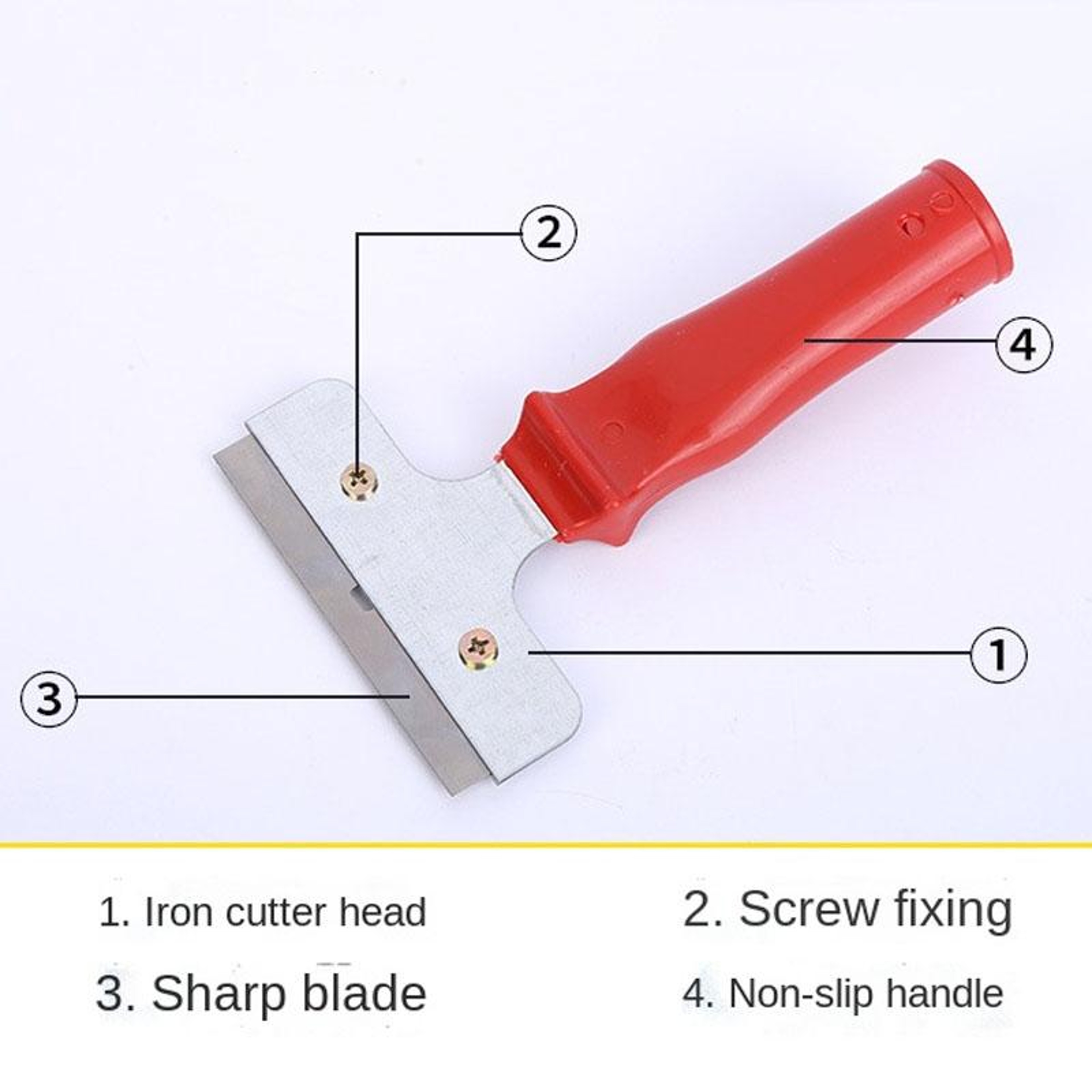 Heavy Duty Iron Head Glass Window & Tile Floor Scraper Cleaner Tool for Paint, Ice & Wall Cleaning (Red) – view 6