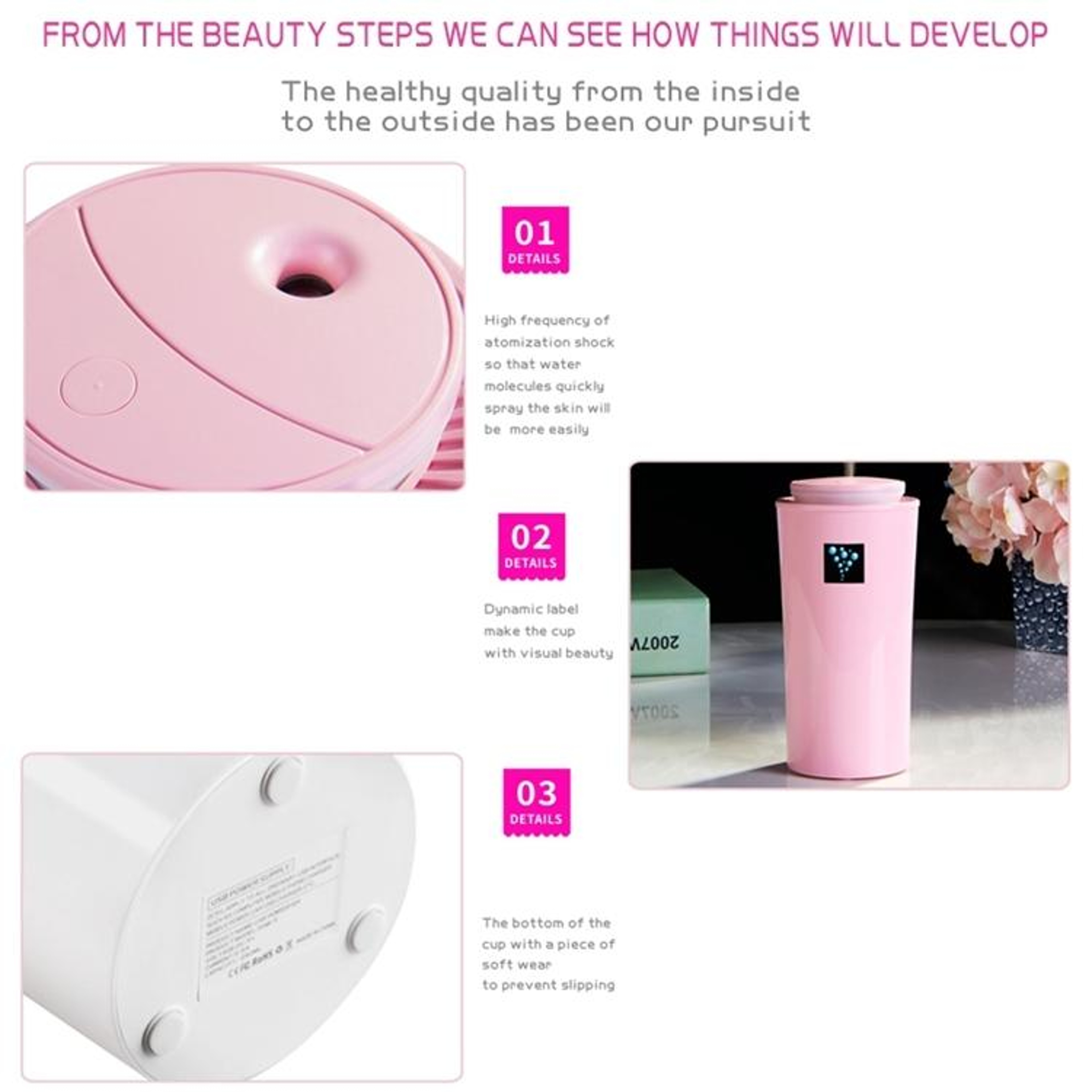 Mini Humidifier with LED Night Light 260ml Portable Air Humidifier for Home Car Desk Moisturizing Device – view 7