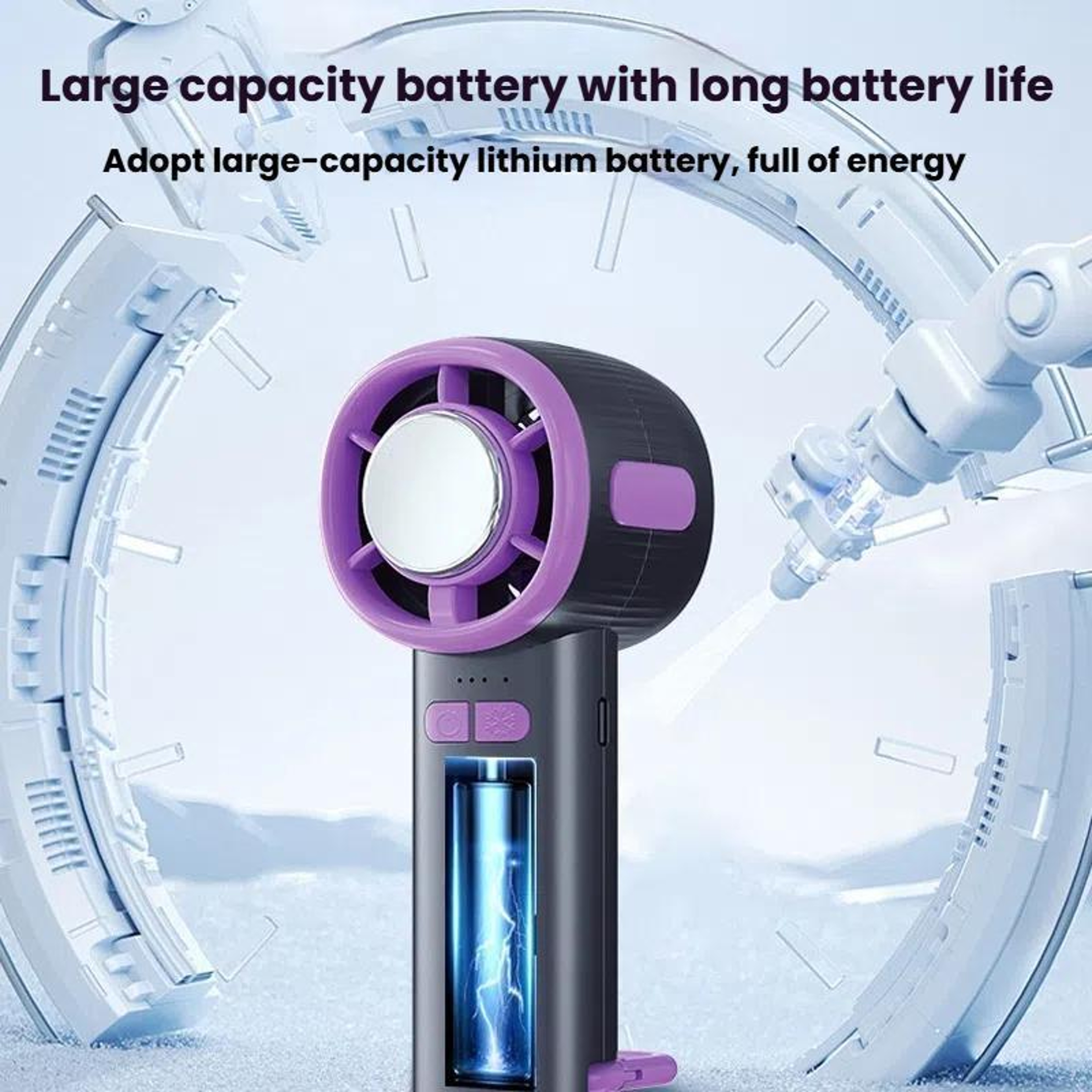USB Rechargeable Semiconductor Cooling Fan with Digital Display Portable Handheld Mini Fan – view 6