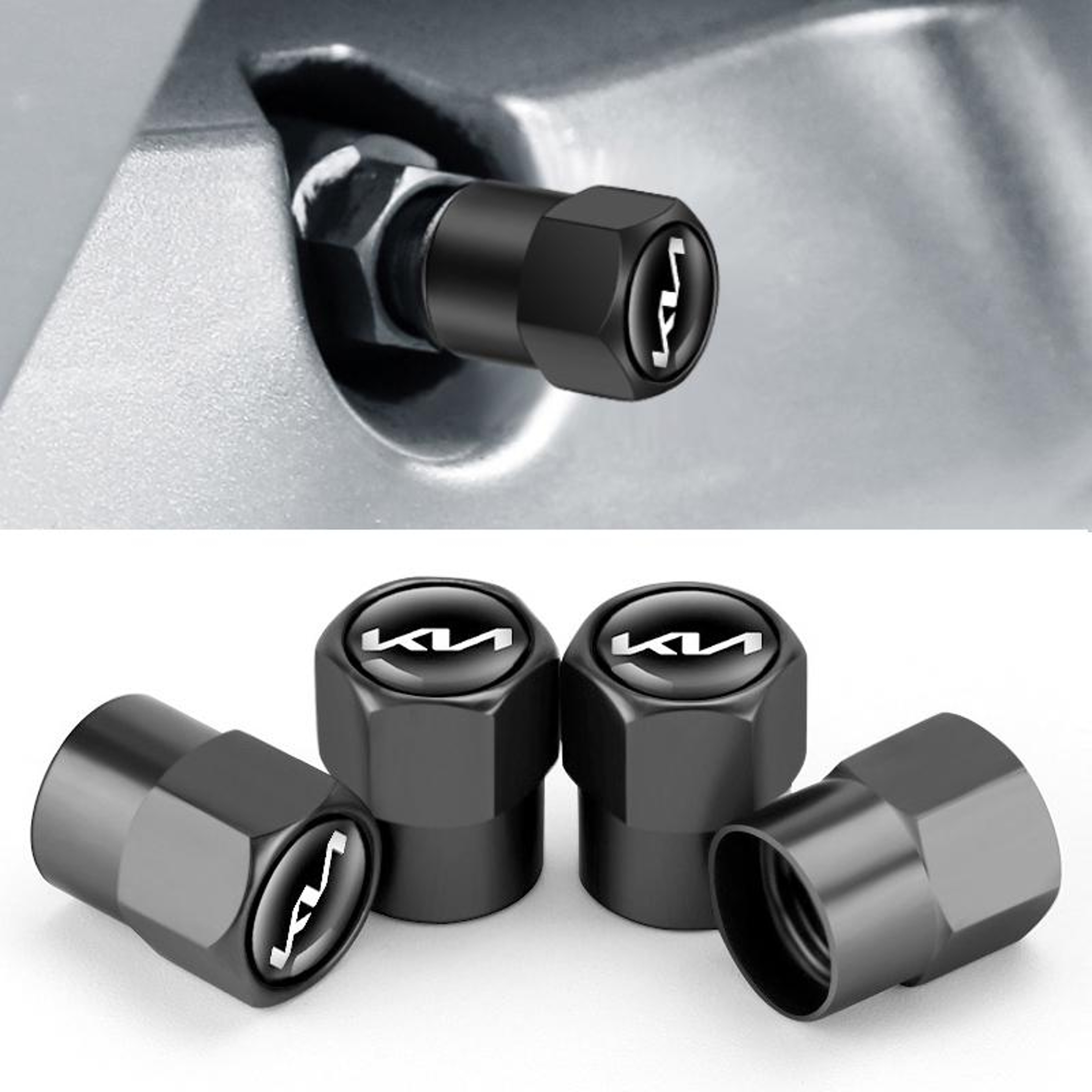 KIA Tire Valve Stem Caps Dust Proof Metal – view 1