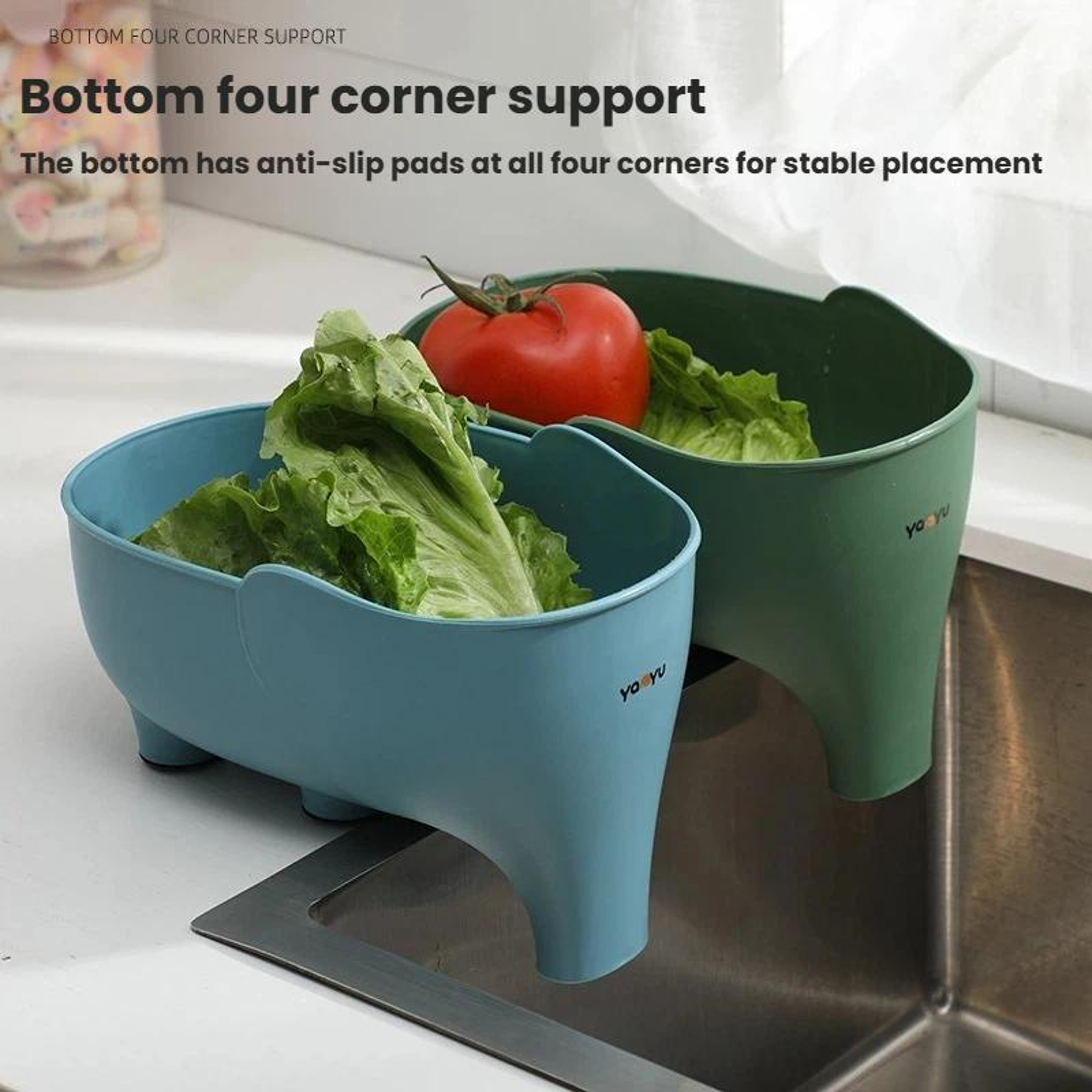 YanYU Elephant Kitchen Drain Basket Fruit Vegetable Storage Organizer 2