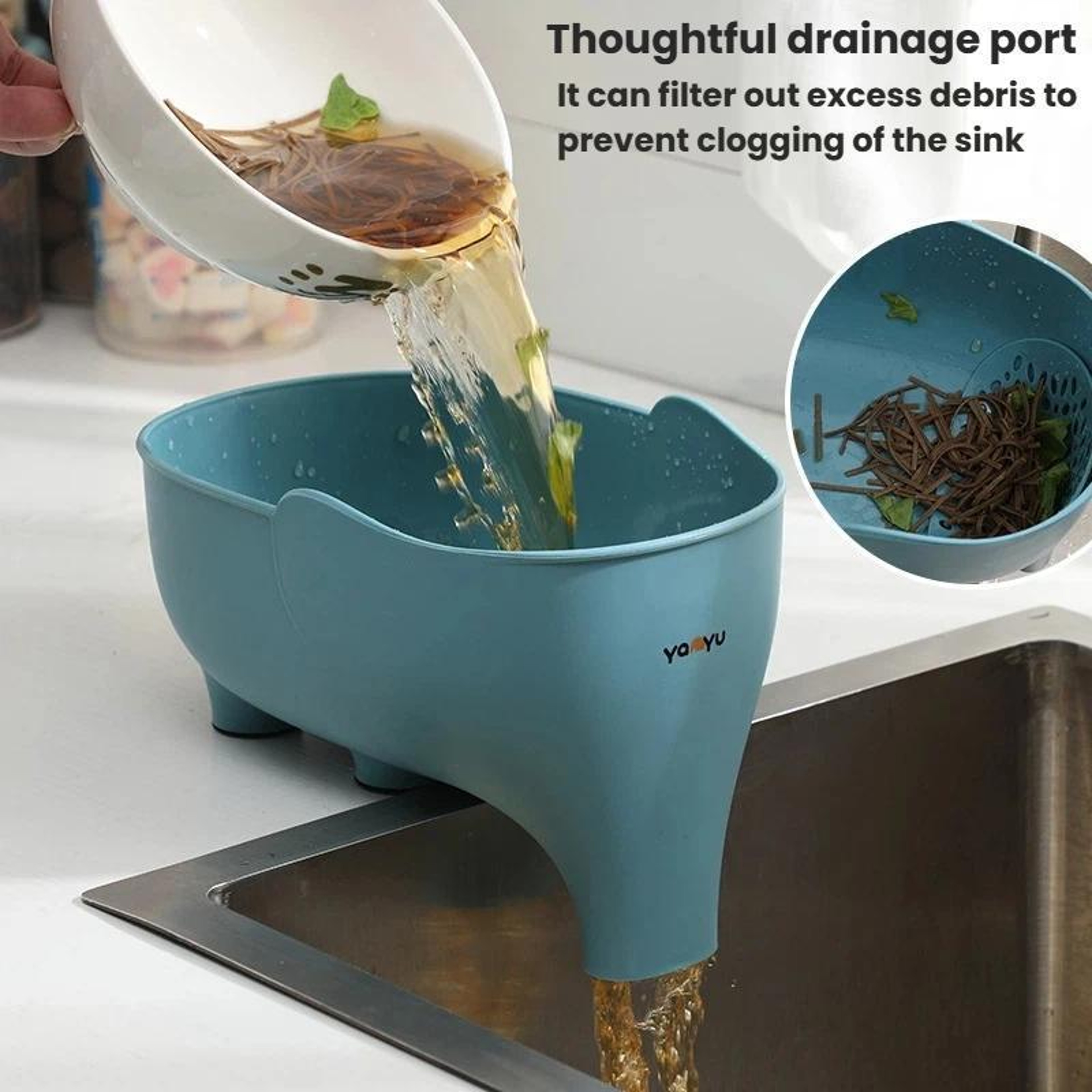 YanYU Elephant Kitchen Drain Basket Fruit Vegetable Storage Organizer 3