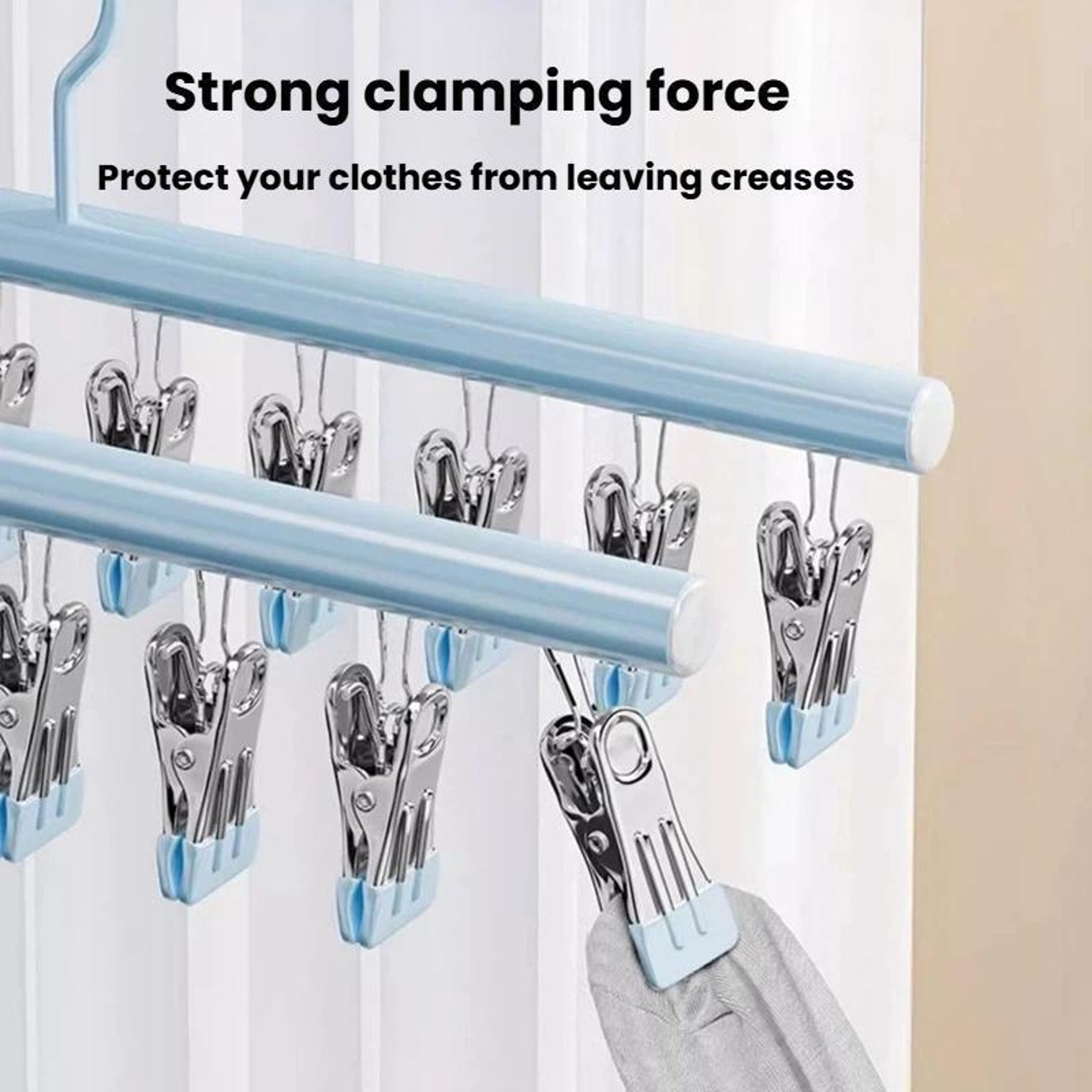 Multi Clip Stainless Steel Sock Drying Rack Non Slip Space Saving Clothes Hanger – view 2