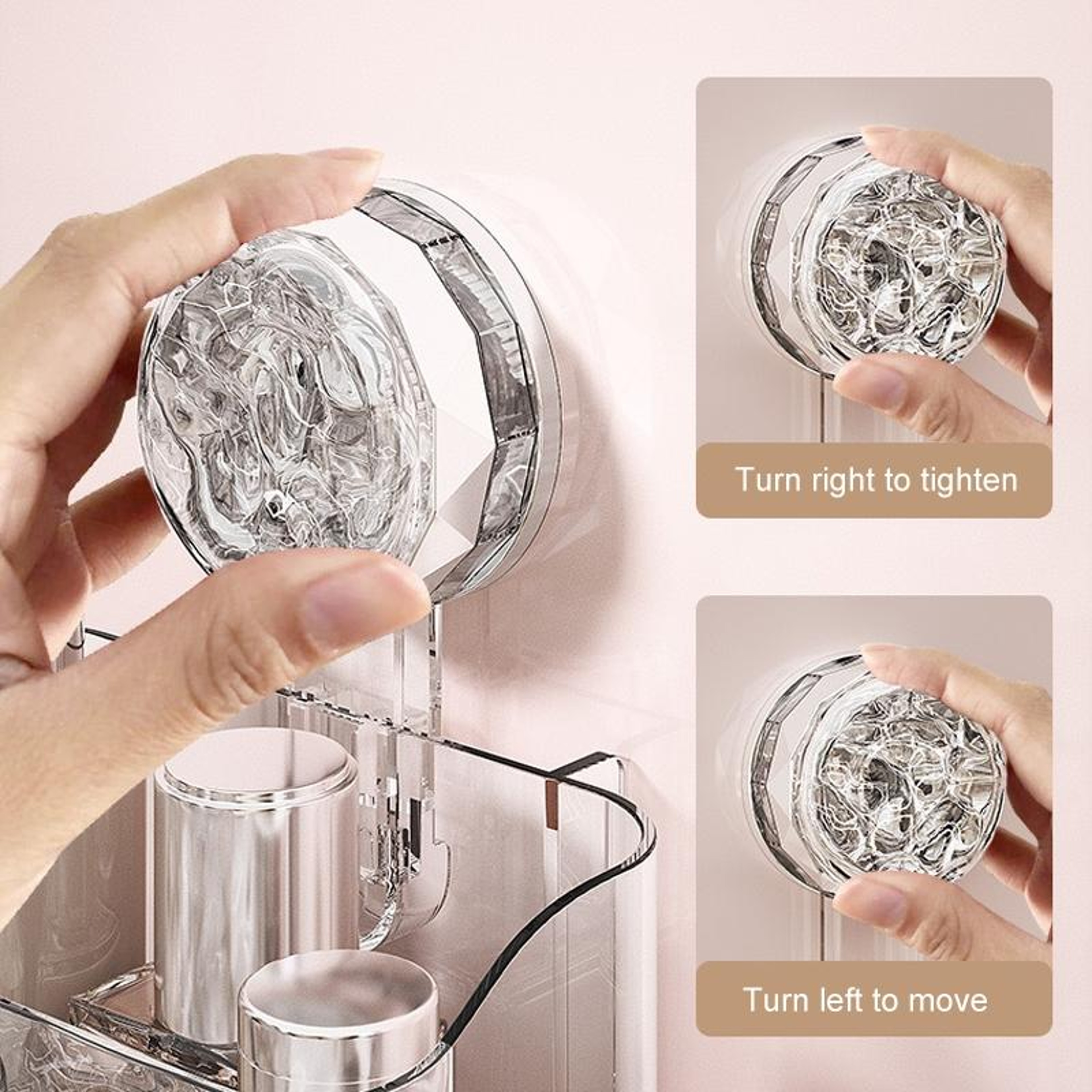 Wall Mounted Toothbrush Holder with Vacuum Suction Bathroom Organizer Storage Rack Transparent – view 7