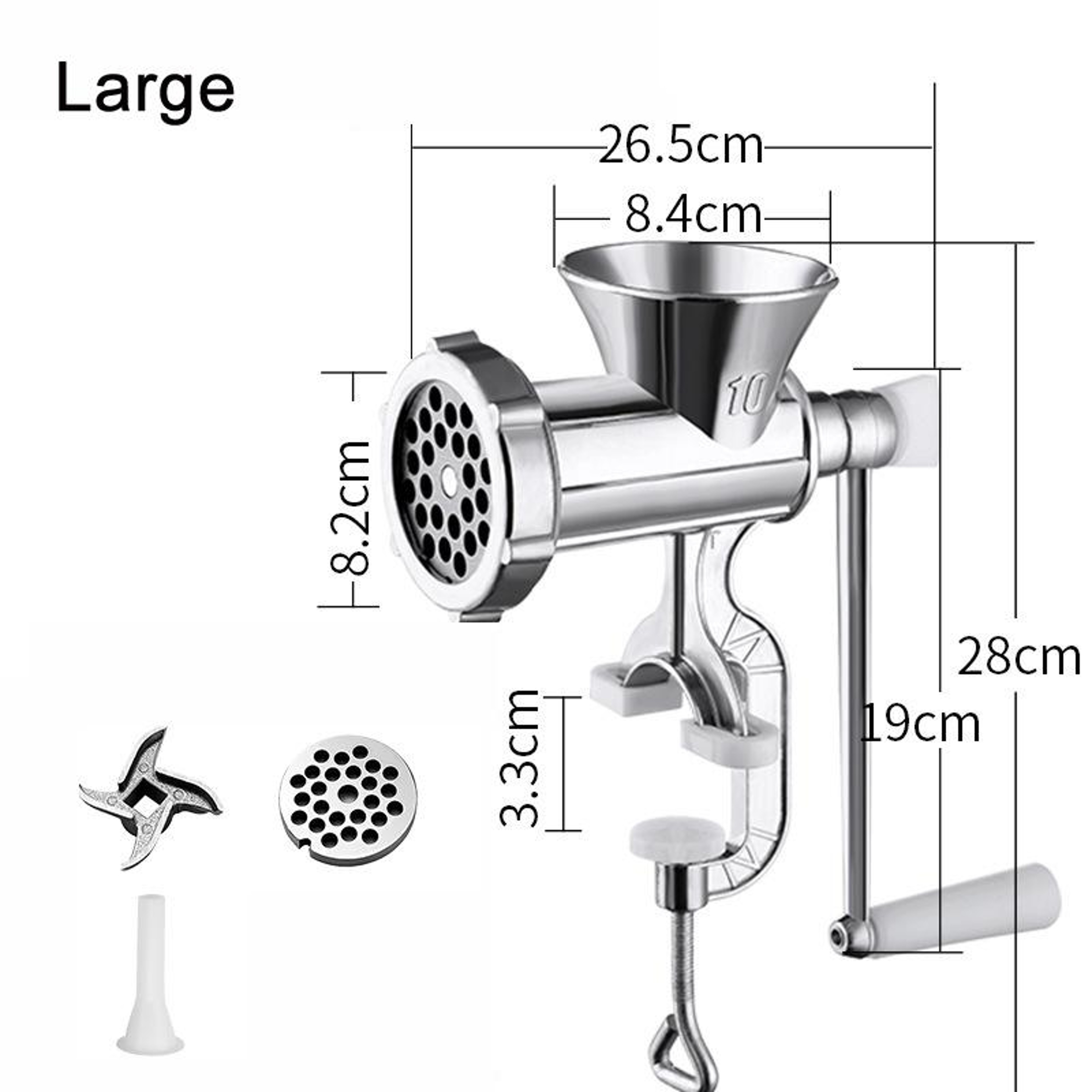 Household Manual Meat Grinder Sausage Stuffer Machine  Large Hand Crank Aluminum Alloy – view 2