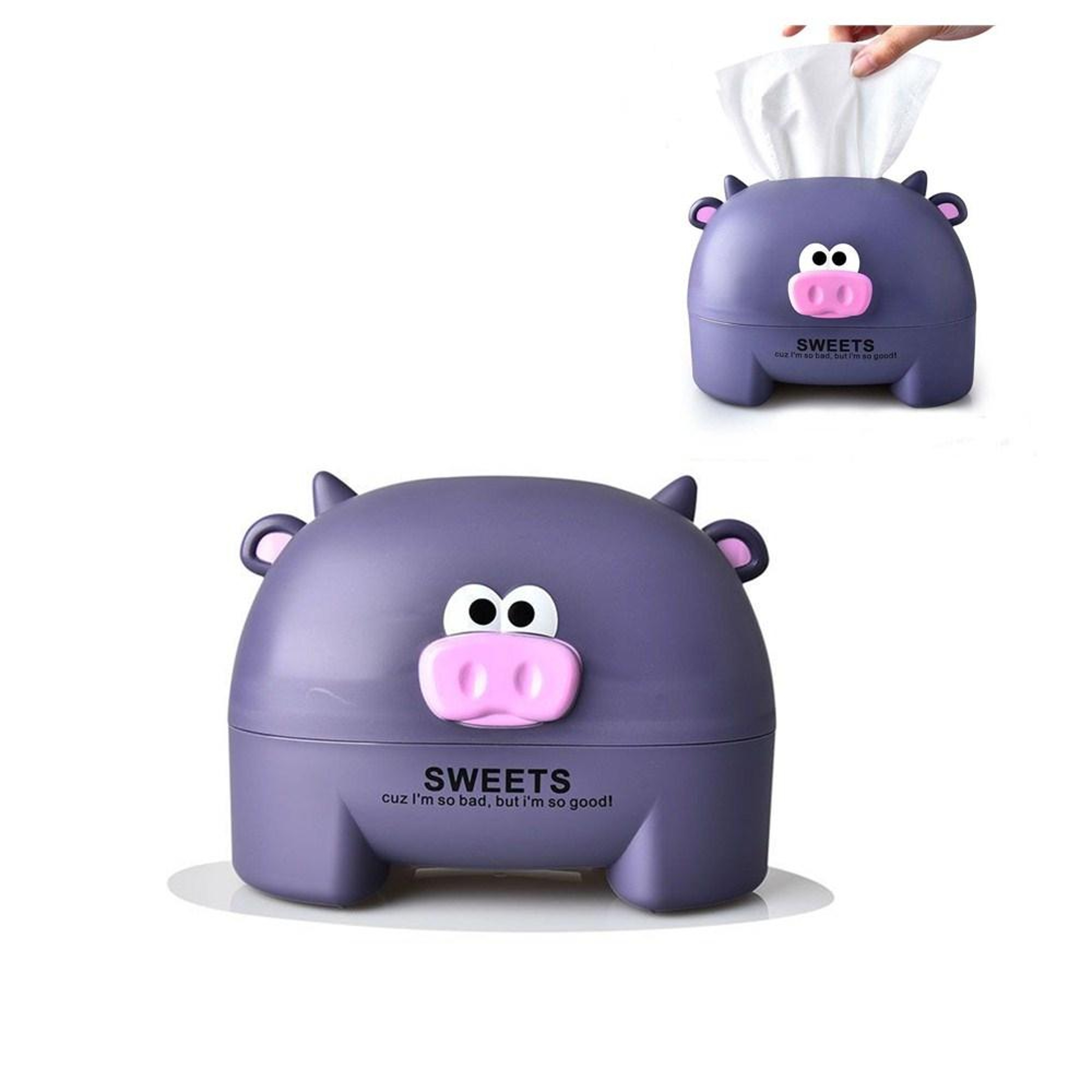 Cute Cartoon Calf Tissue Box Holder, Desktop Roll Paper Dispenser, Animal Tissue Storage Decor – view 7