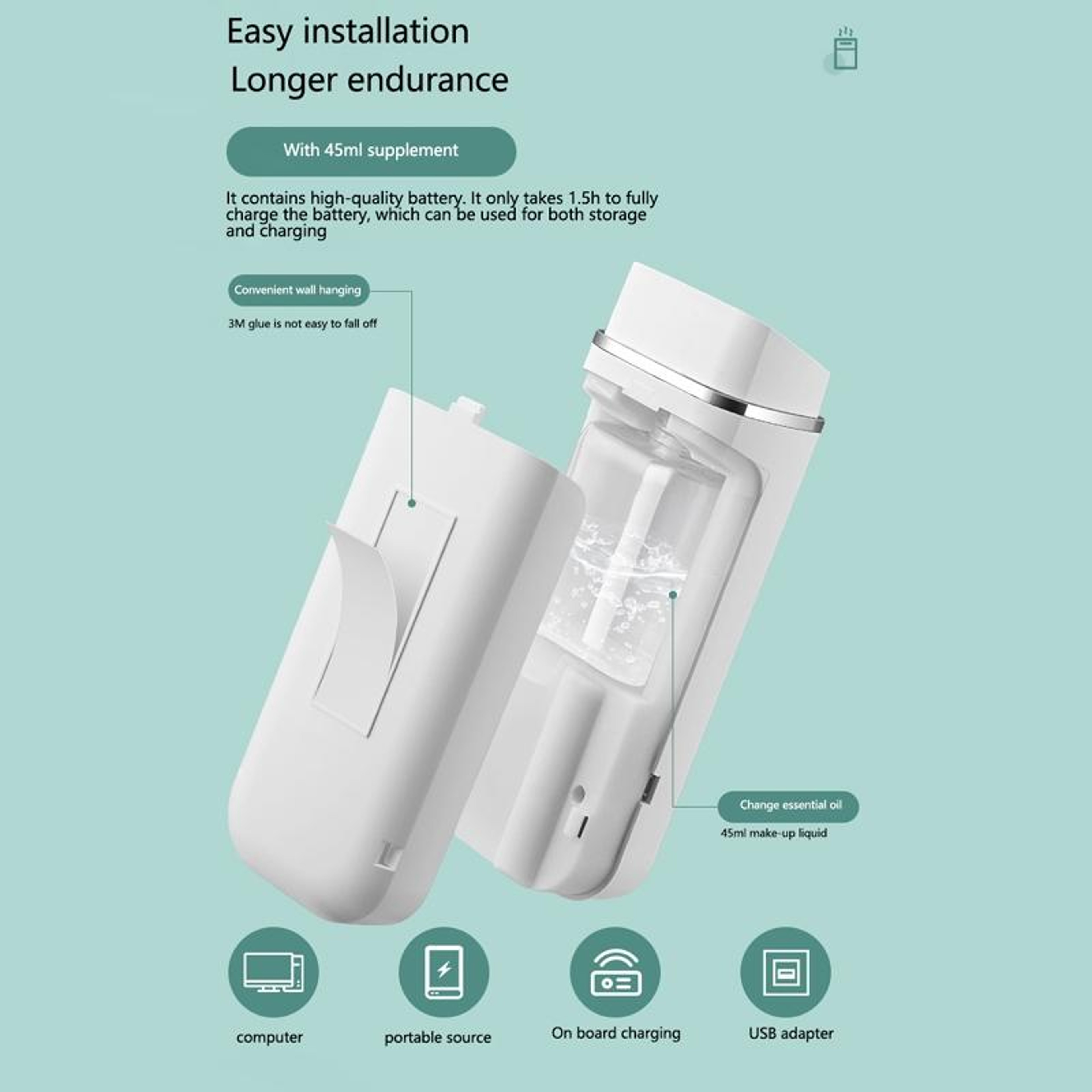 Household Smart Aroma Diffuser Automatic Fragrance Spray Machine Portable Home Humidifier – view 4