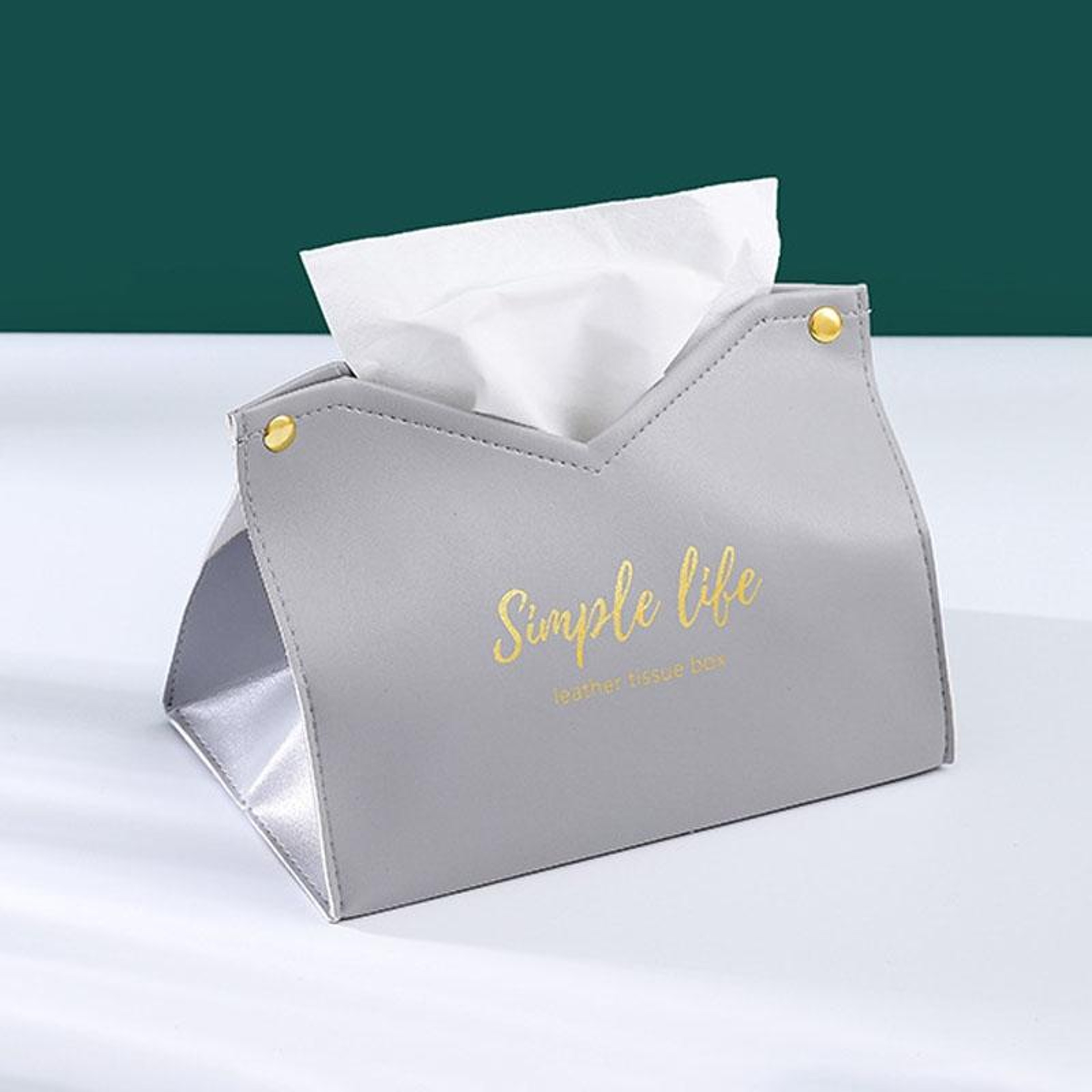 PU Leather Tissue Box Cover Car & Home Decorative Tissue Holder Grey – view 1